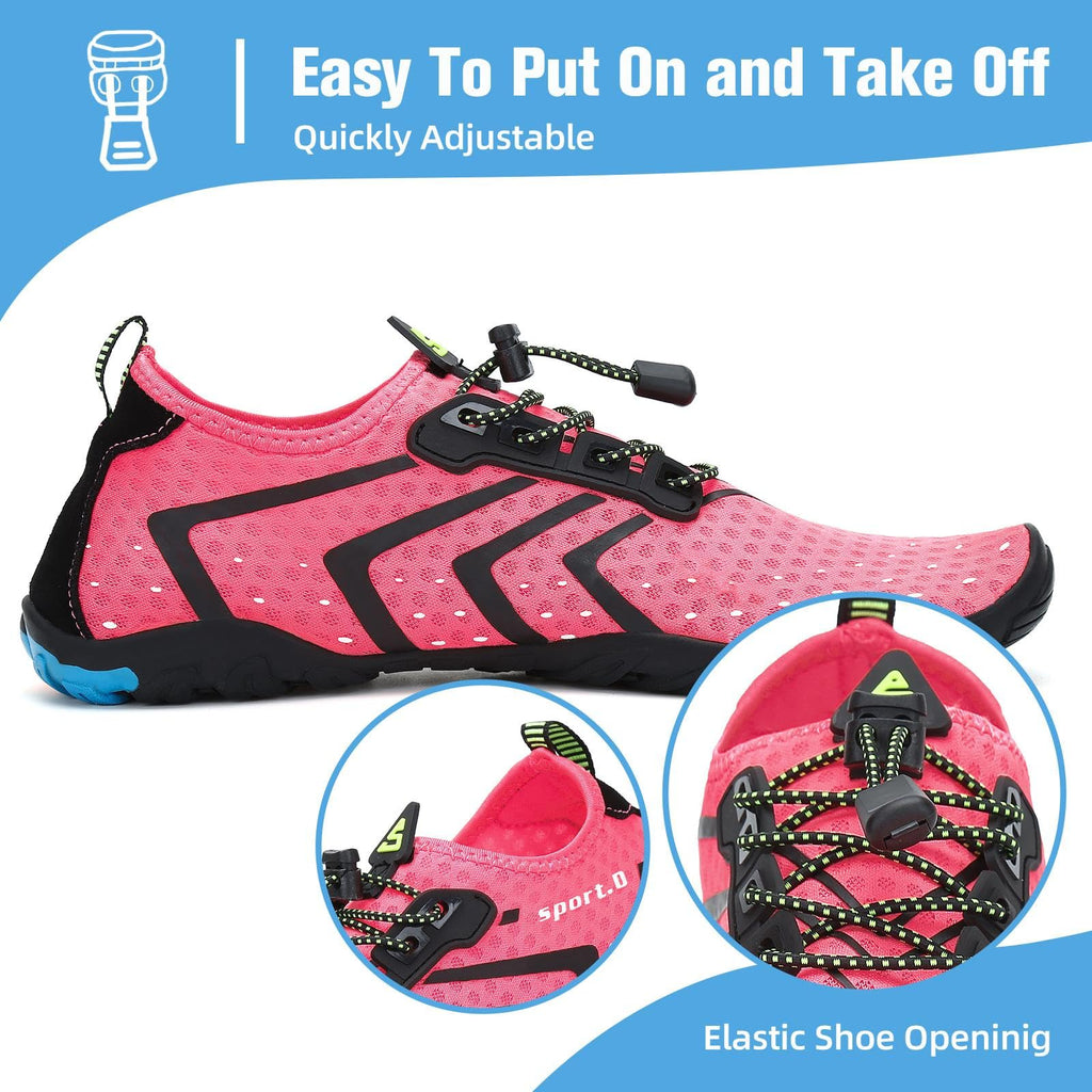 Mishansha Water Shoes for Women Men, Quick-Dry Barefoot Swim Shoes with Drainage Holes, Lightweight Aqua Shoe for Beach Pool River Boating Yoga Walking 8 Women/6.5 Men Pink