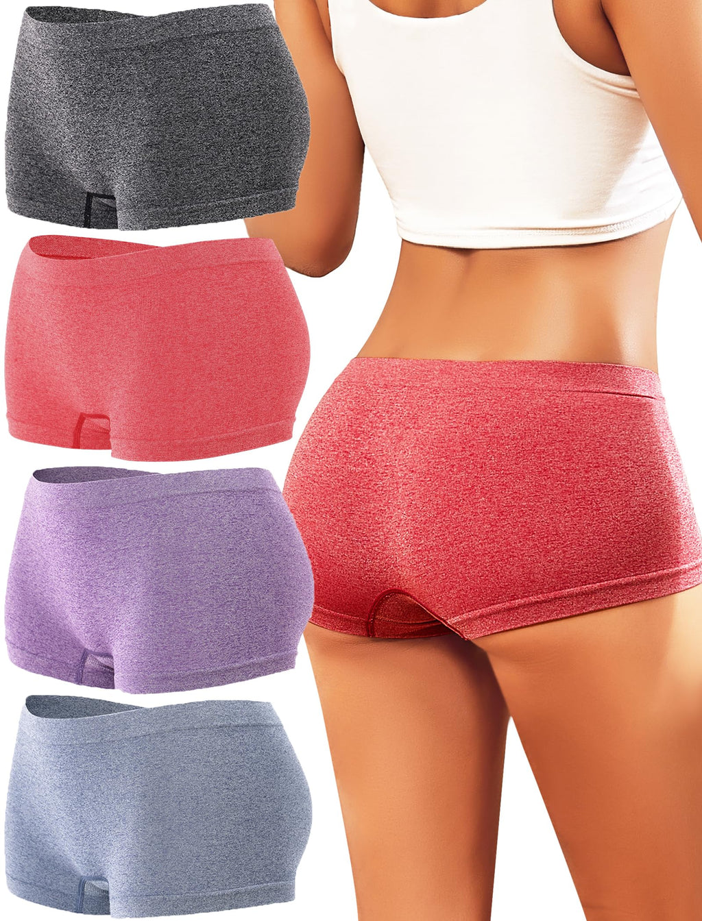 Sth Big Womens Boyshorts Underwear Seamless Boxer Briefs Full Coverage Soft Stretch Boxer Shorts For Women 4 Pack