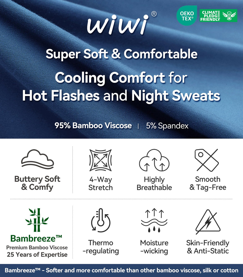 WiWi Bamboo Viscose Slip Dress for Women Super Soft Chemise Plus Size Nightgown Cooling Dresses S-4X, Prussian Blue, Large