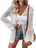 AI'MAGE Womens Kimono Beach Cover Up Crochet Swimsuit Coverups Summer Loose Knit Cardigans Causal Blouse Tops Swimwear White