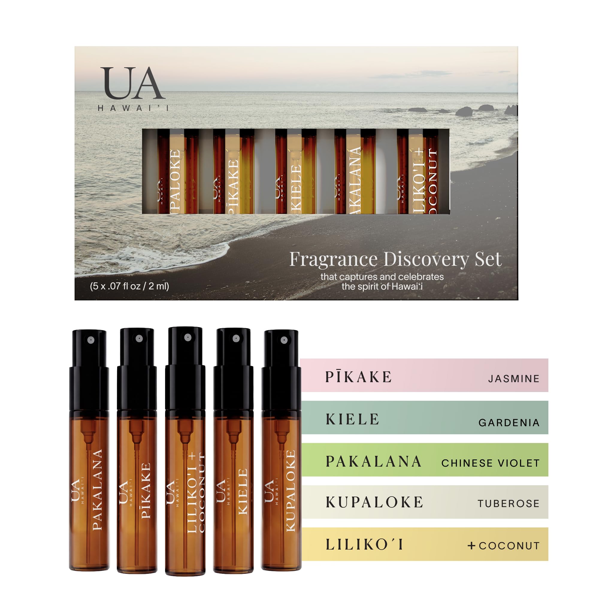 Variety Pack Body and Hair Mist from Hawaii, Hair Perfume for a Light, Hydrating Refresh, Body Mist for Women and Men, Alcohol-Free, With Moisturizing Hyaluronic Acid & Glycerin, Glass Bottle, 3.4 oz