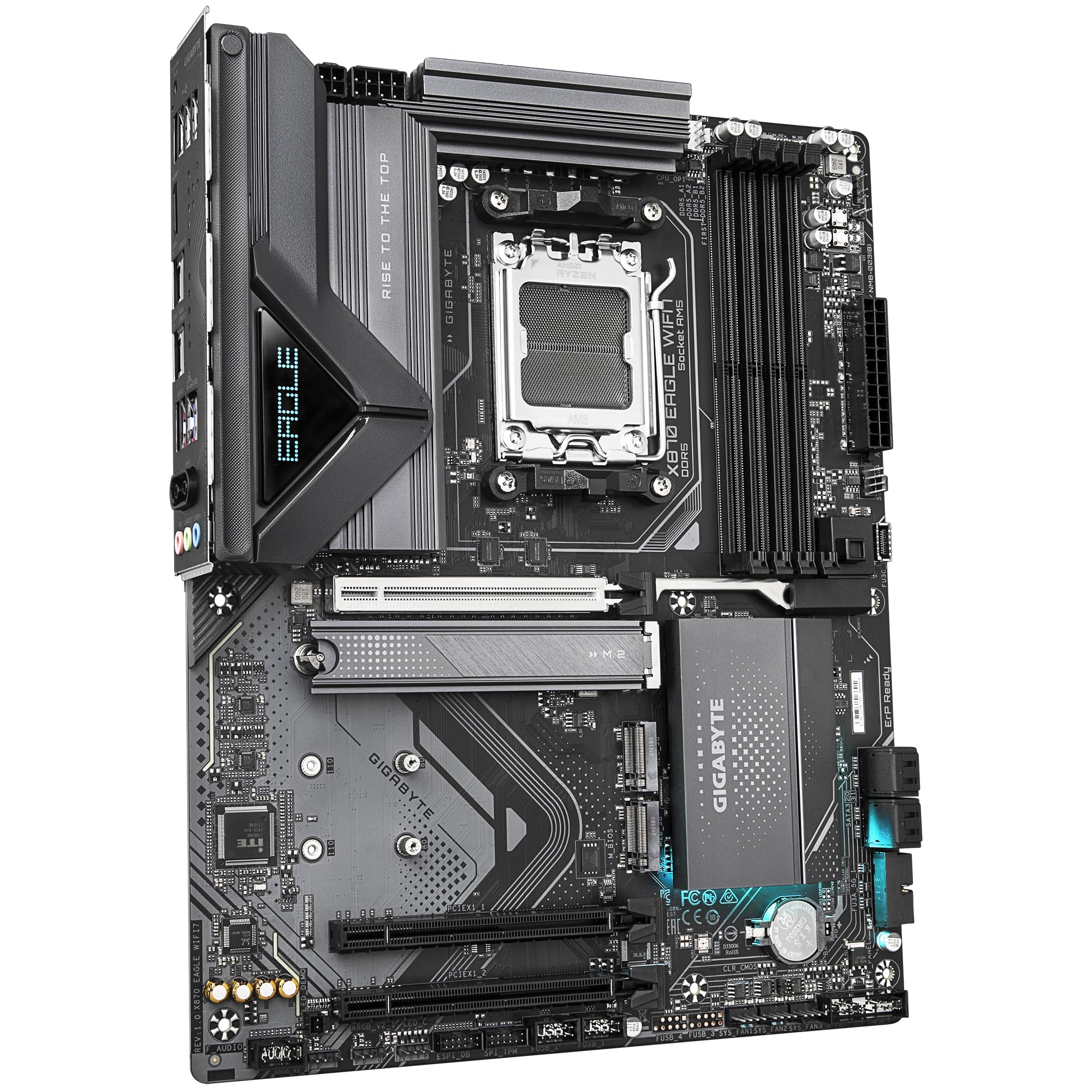 GIGABYTE X870 Eagle WIFI7 Motherboard - Supports AMD Ryzen 9000 CPUs, 14+2+2 Phases VRM, up to 8000MHz DDR5 (OC), 1xPCIe 5.0, Wi-Fi 7, 2.5GbE LAN, USB 4