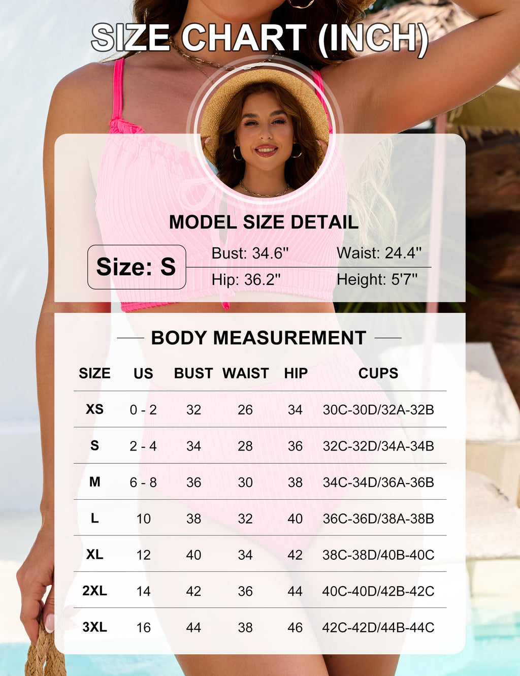 BMJL Bikini Sets for Women High Waisted Bathing Suits Ribbed 2 Piece Full Coverage Swimsuits Flattering Resort Swimwear（S,Sky Blue）