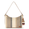 Sakroots Banyan Hobo – Shoulder bag with Zipper Closure, Back Zipper Pocket, detachable key dangle. Lightweight Travel, Work, or Everyday Hobo for Women - Tobacco Batik Woven
