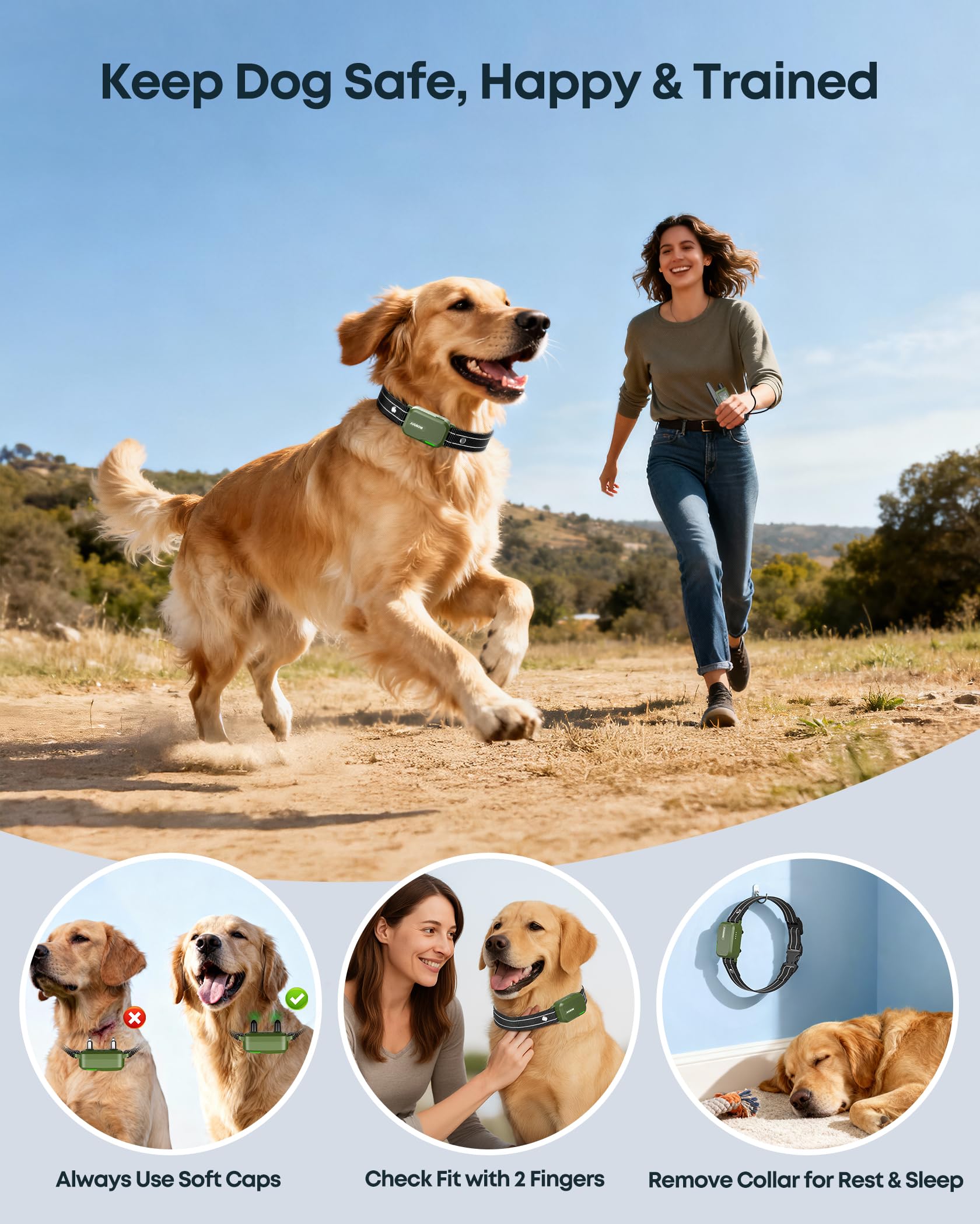 Jugbow Dog Shock Collar - 4500FT Dog Training Collar with Remote, IPX8 Waterproof Electric Dog Collar with 4 Training Modes, Security Lock, Rechargeable eCollar for 10-120lbs Small Medium Large Dogs