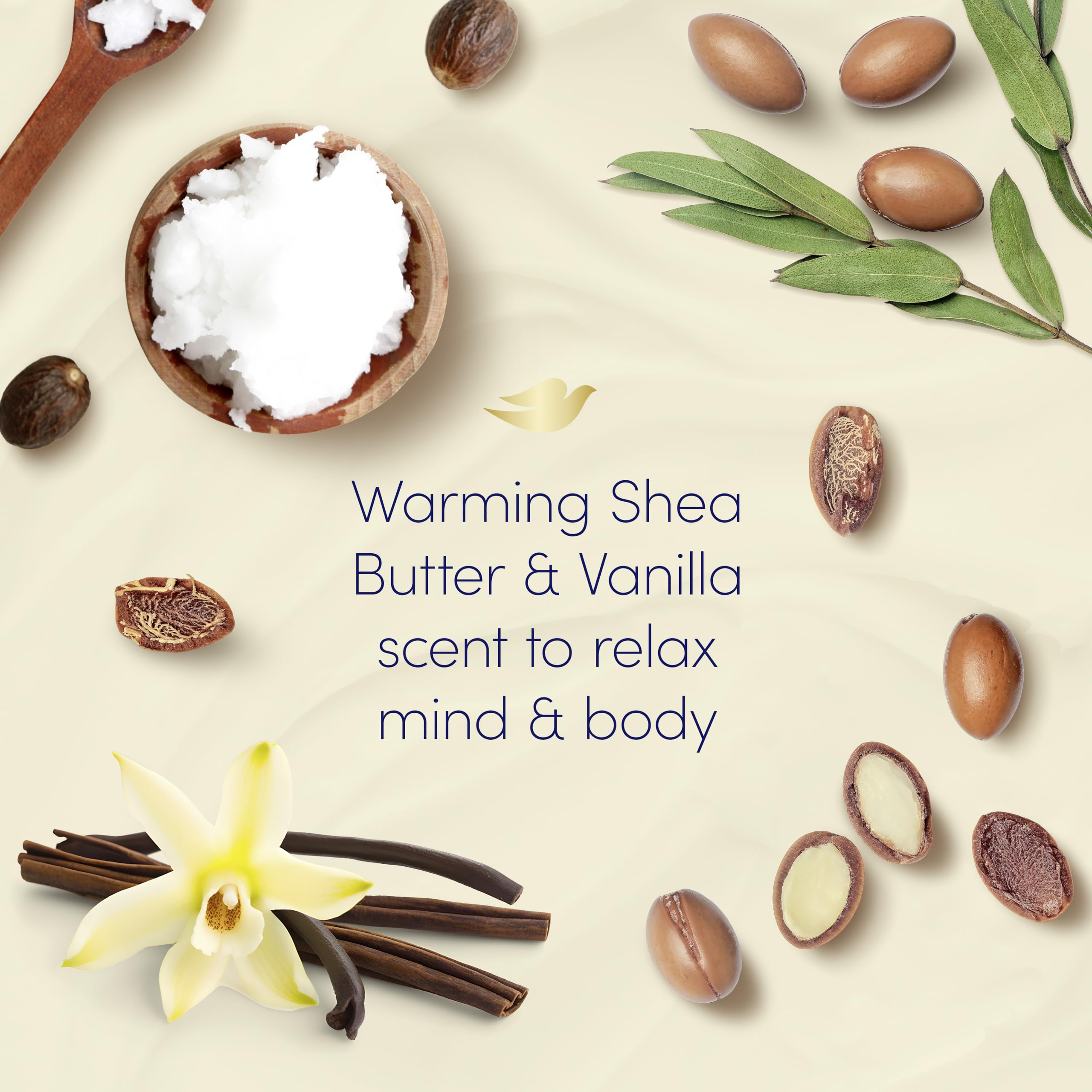 Dove Calming Caring Bath Shea Butter and Warm Vanilla, 450 ml, Packaging may vary