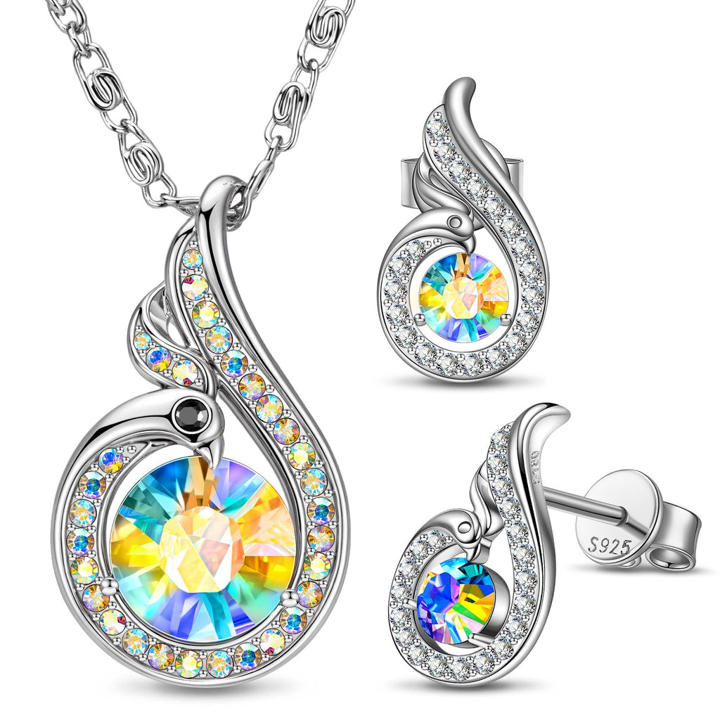 Kate Lynn Rise From the Ashes Phoenix Necklace & Earrings Set, Jewelry Gifts for Women