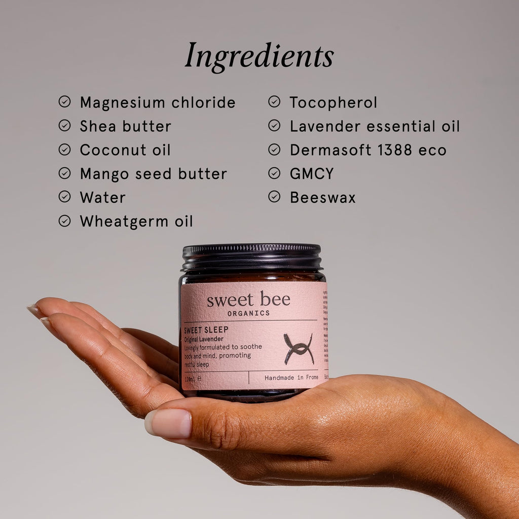 Sweet Bee Magnesium Butter - Soothing Magnesium for Sleep & Relaxation with Shea Butter - Moisturizing Magnesium Balm for Muscle Recovery - Nourishing Magnesium Cream for Sleep - Lavender 120ml