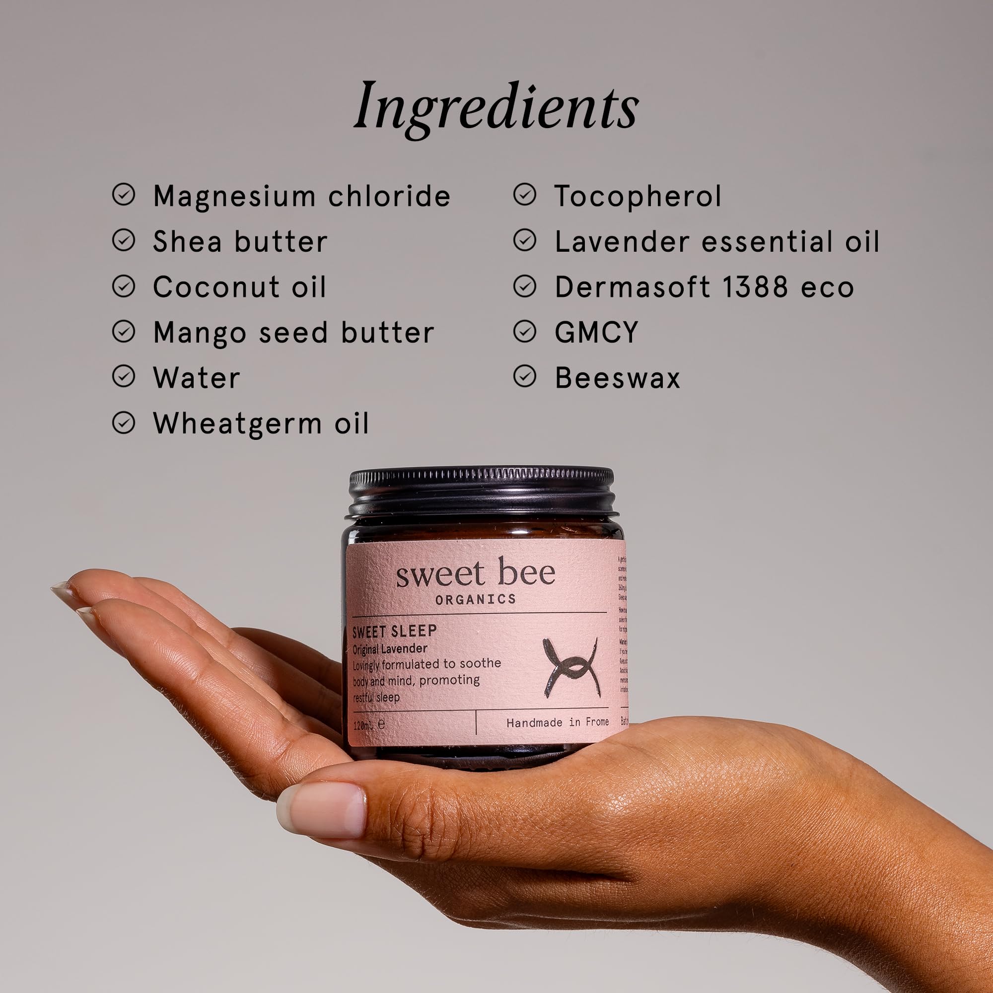 Sweet Bee Magnesium Butter - Soothing Magnesium for Sleep & Relaxation with Shea Butter - Moisturizing Magnesium Balm for Muscle Recovery - Nourishing Magnesium Cream for Sleep - Lavender 120ml