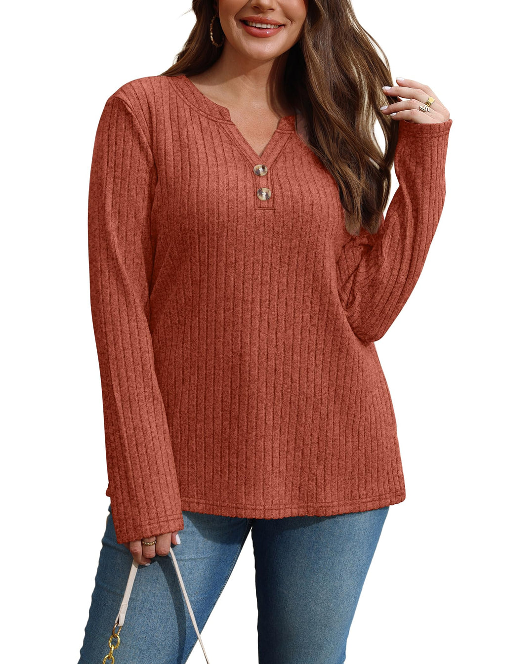 Sampeel Womens Tops Trendy Fall Clothes 2025 Fashion Outfits Winter Clothing Fashion Ladies Sweaters Dressy Casual Shirts Thanksgiving Outfits Comfiest Airport Caramel L