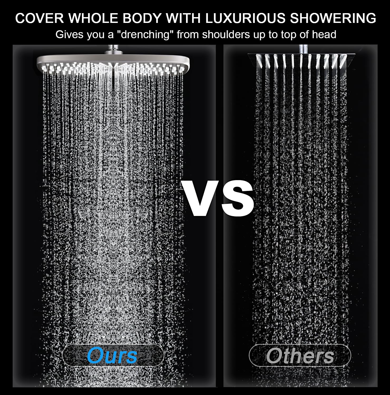 High Pressure Rain Shower Head: Upgrade Shower Heads with Handheld Spray Combo with Fixed Showerhead and 10 Sprays Handheld Shower Head, Detachable Showerheads Built-in Magnetic Docking and Power Jets