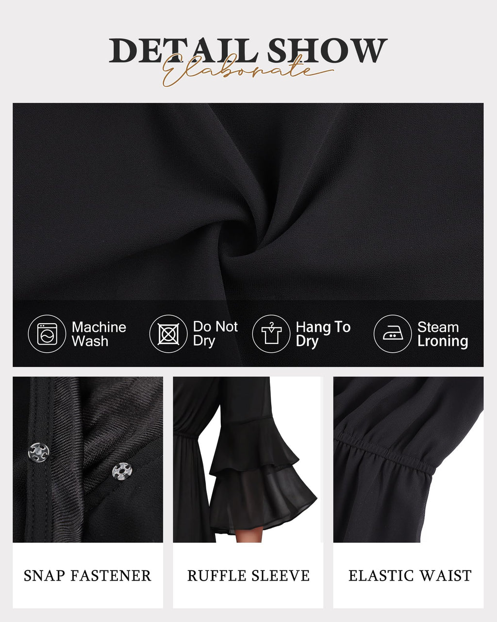 Bebonnie Plus Size Maxi Dresses for Curvy Women: Womens Flowy 3/4 Ruffle Sleeve Church Funeral Business Casual Office Work Teacher Dress Formal Wedding Boho Flattering Dresses for Big Busts Black XXL