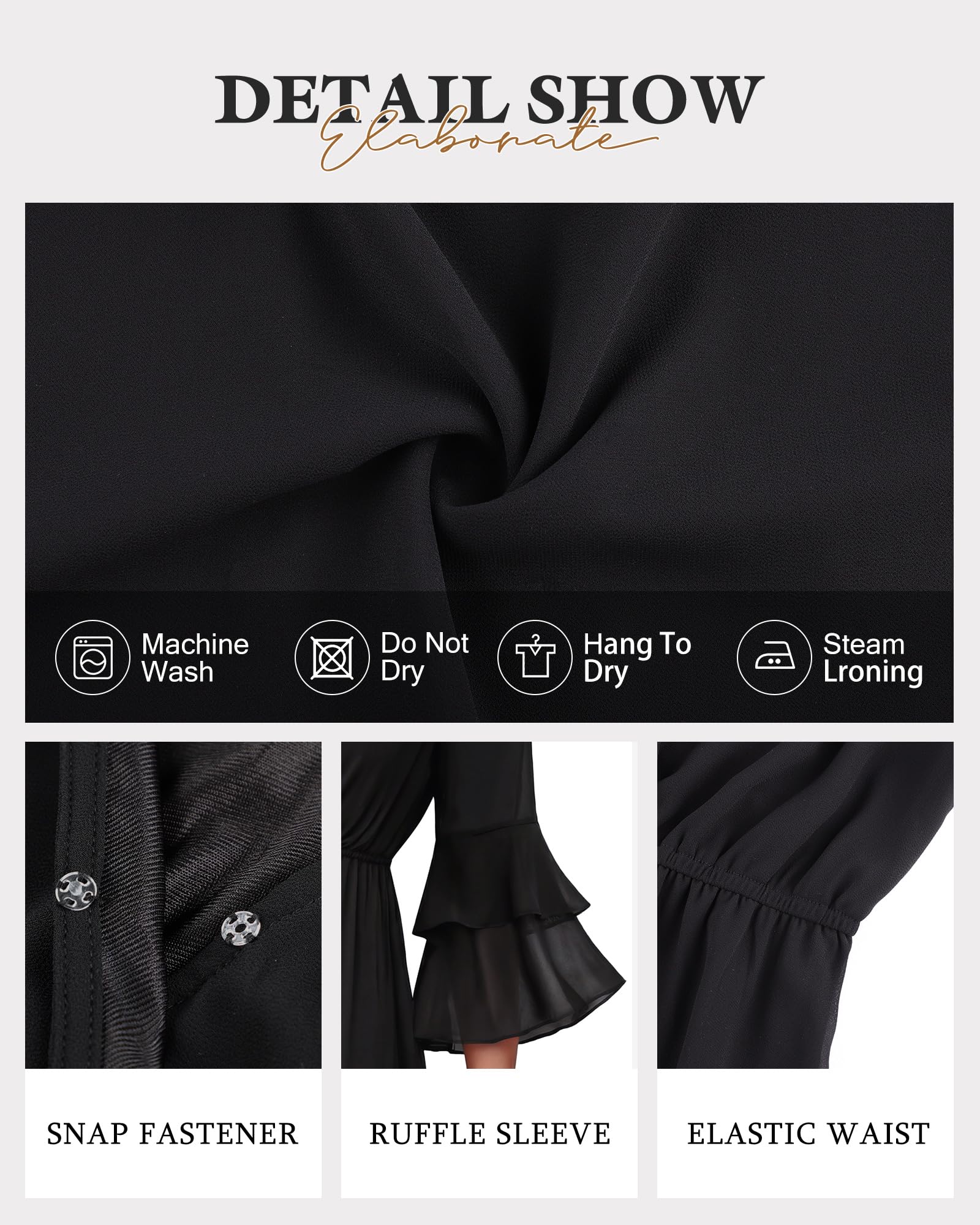 Bebonnie Plus Size Maxi Dresses for Curvy Women: Womens Flowy 3/4 Ruffle Sleeve Church Funeral Business Casual Office Work Teacher Dress Formal Wedding Boho Flattering Dresses for Big Busts Black XXL