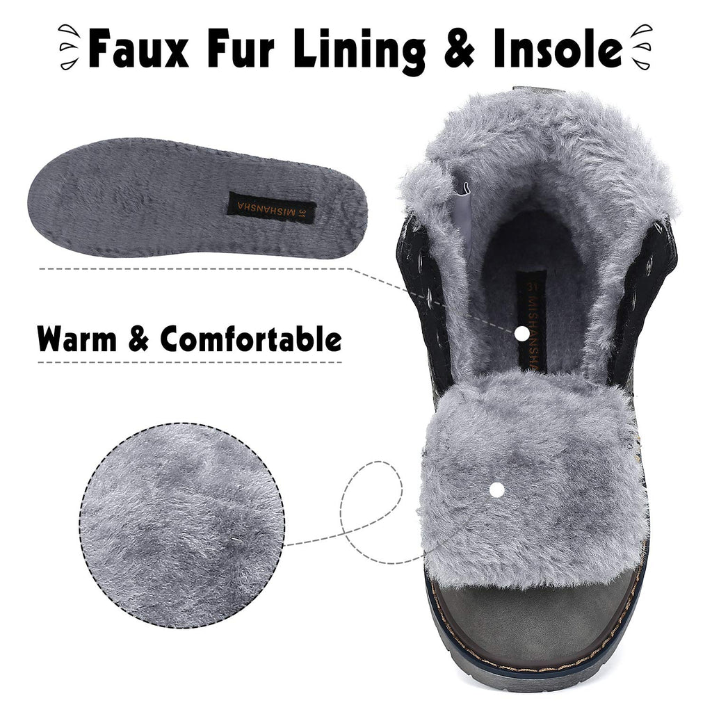 Mishansha Boy's Girl's Winter Snow Boots Waterproof Kids Hiking Boots Cold Weather Outdoor Fur Lined Warm Walking Boot Shoes Grey 12.5 Little Kid