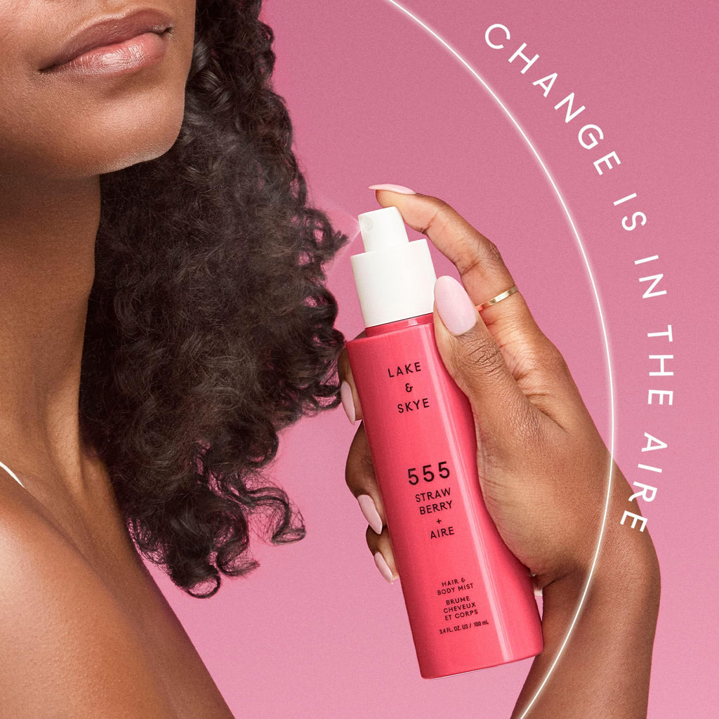Lake & Skye 555 Strawberry + Aire Hair & Body Mini Mist - Travel Size, Hydrating, Fruity - 1 fl oz