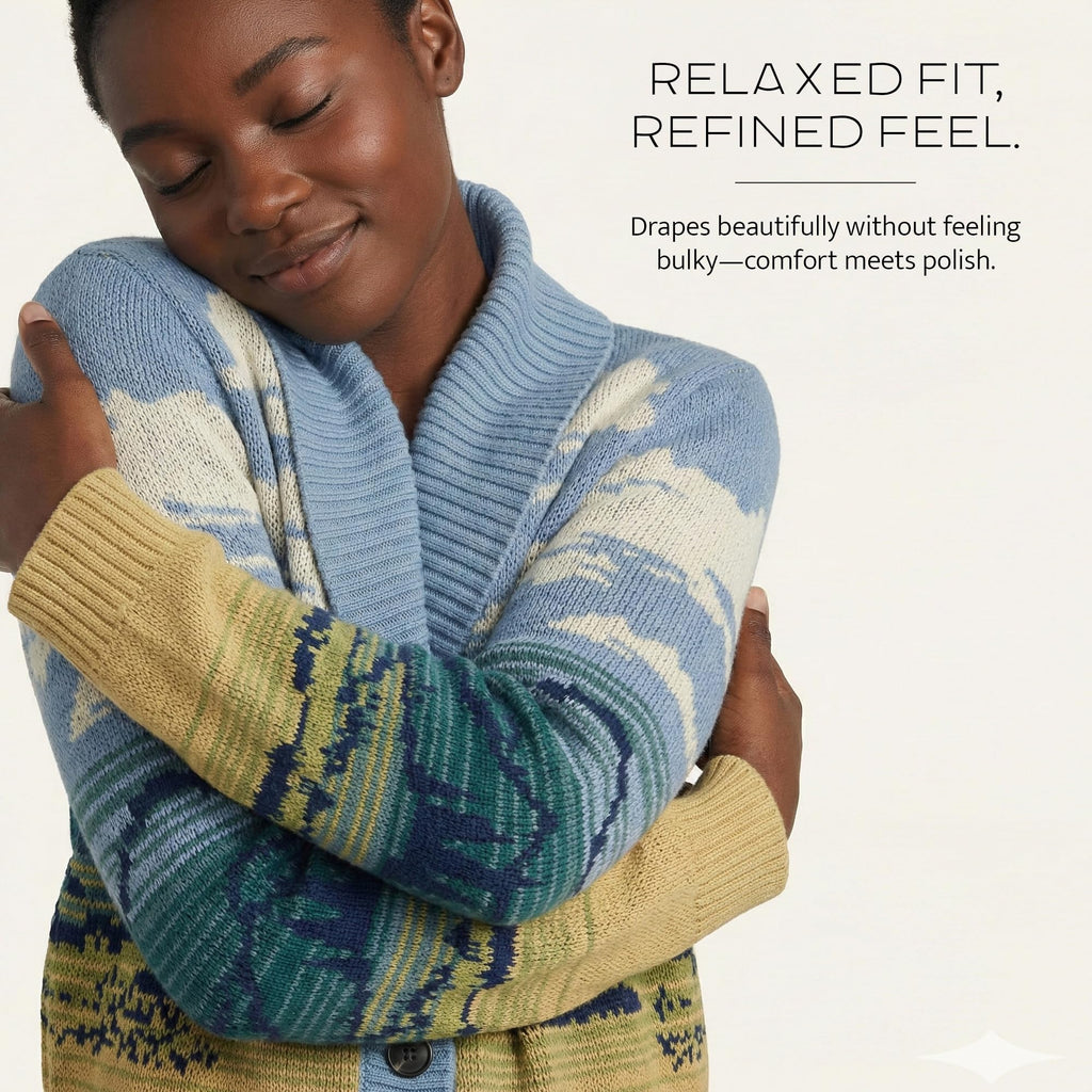 Pendleton Big Sky Cardigan for Women, 100% Cotton Sweater, Lightweight Casual Women's Cardigan, Made in USA, Landscape Pattern Knitwear