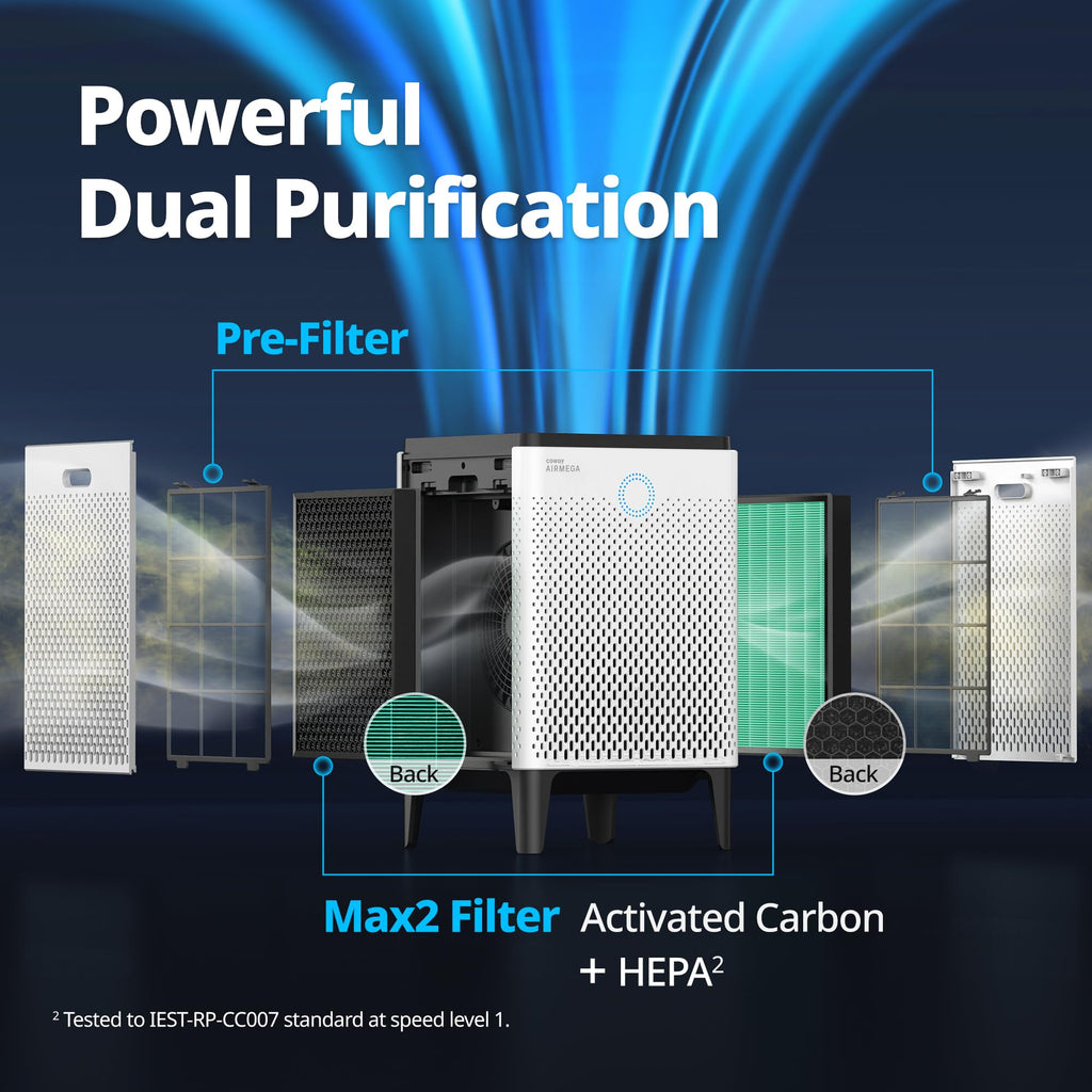 Coway AP-2015F Airmega 400 Smart Air Purifier (Covers 1,560 sq. ft.), True HEPA Air Purifier with Smart Technology, White