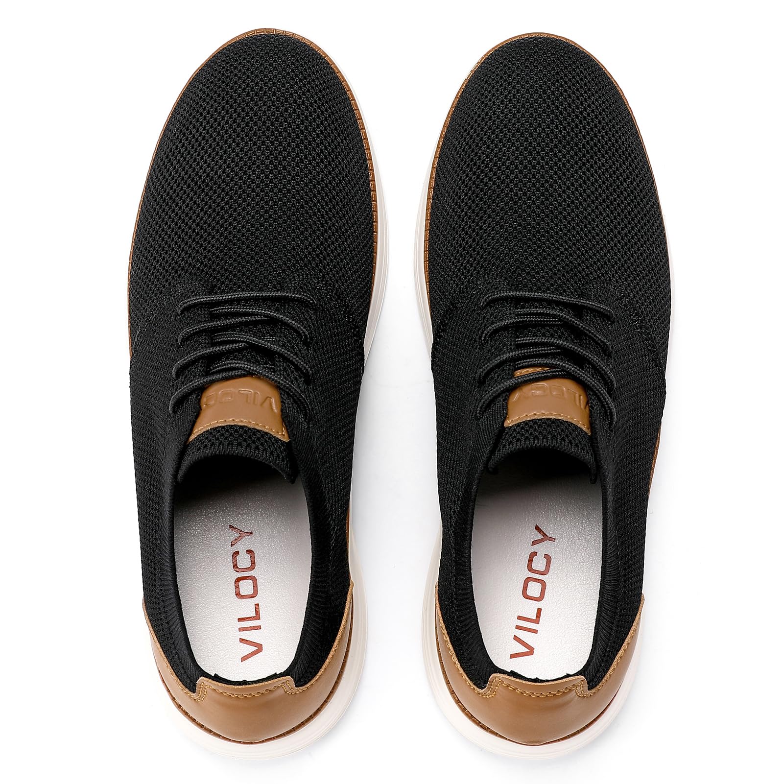 VILOCY Men's Fashion Dress Sneakers Casual Walking Shoes Business Oxfords Comfortable Breathable Lightweight Tennis Zapatos para Hombre Black,US11 EU44