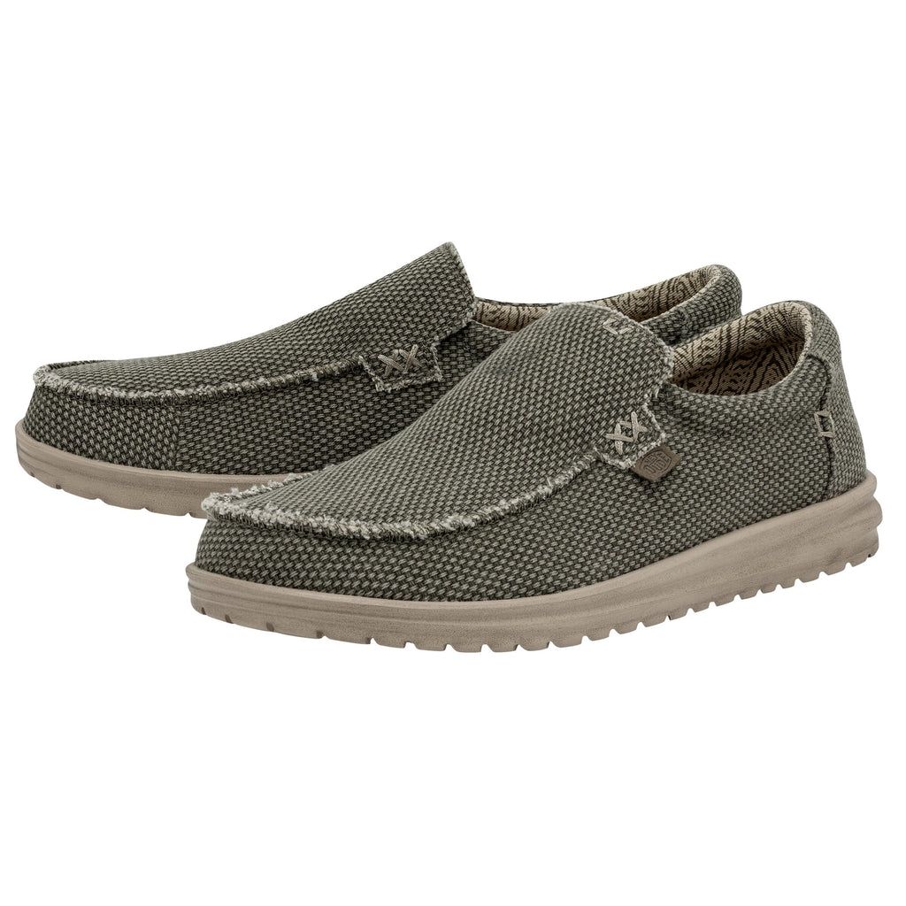 HEYDUDE Men's Mikka Braided Army Size 8| Loafers | Men's Slip On Shoes | Comfortable & Light-Weight