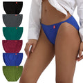 INNERSY Women's High Cut String Bikini Panties Stretchy Sexy Cotton Underwear 6-Pack(Vital Jungle,Medium)