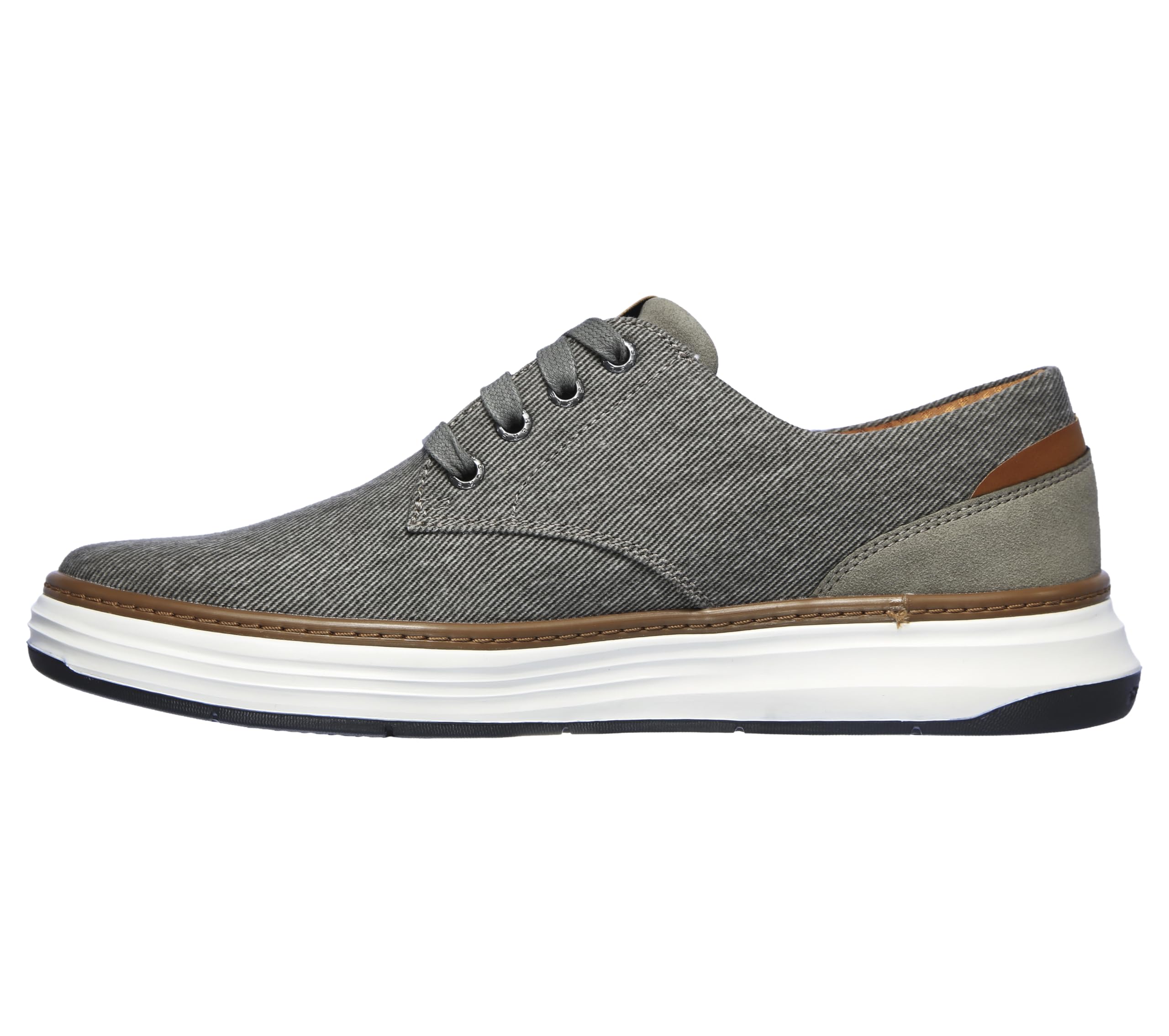 Skechers Men's Moreno Canvas Oxford Shoe, Beige, 12 Wide US