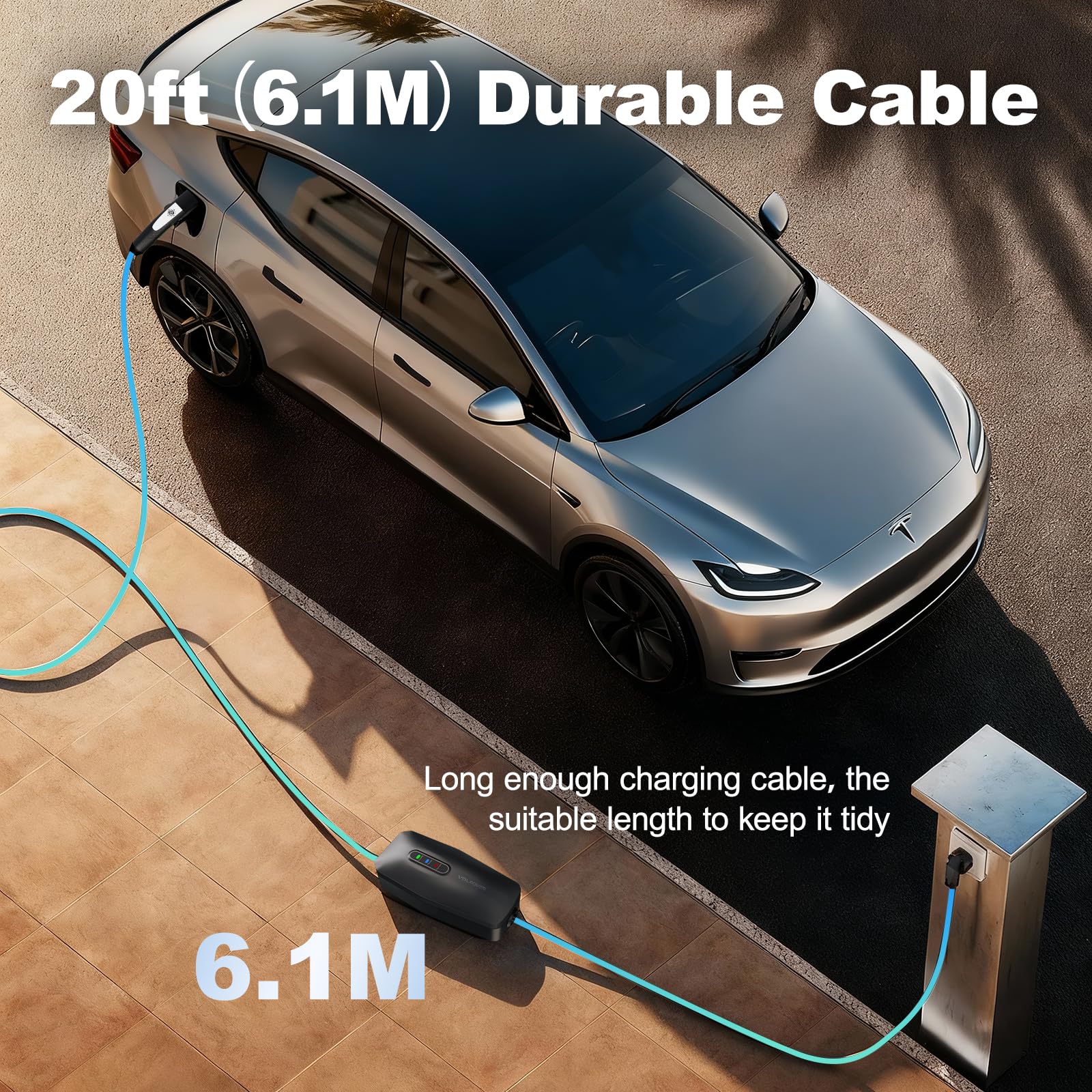 VDLPOWERVP Level 2 Tesla Charger 32Amp, 7KW Electric Vehicle Portable Charger with 20FT Cable, Home EV Charging Station for Tesla Models Y/X/3/S, 240V NEMA 14-50 Plug