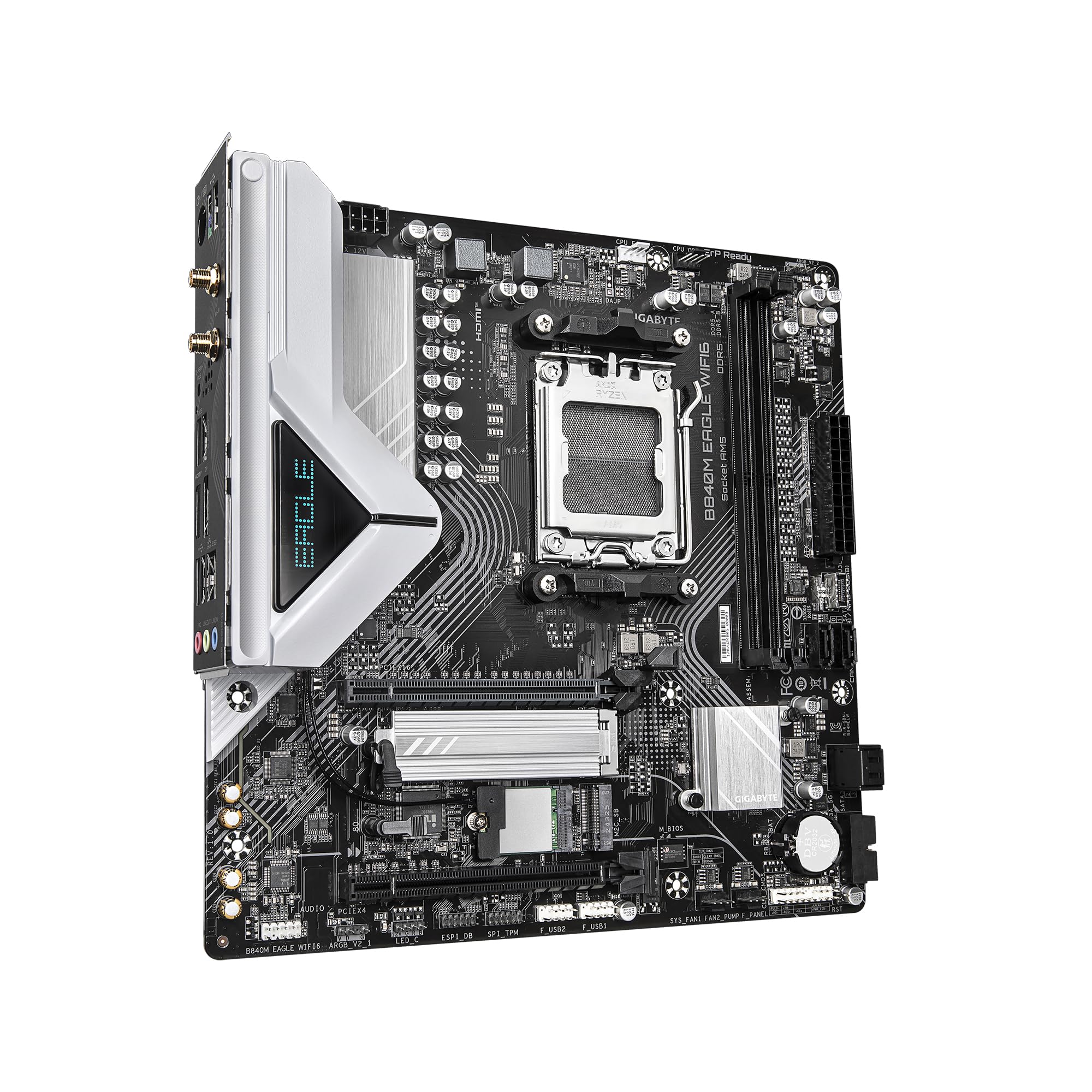 GIGABYTE B840M Eagle WIFI6 AMD Socket AM5, M-ATX, DDR5, 2X M.2, PCIe 4.0, USB 3.2 Gen 1, WIFI6, 2.5GbE LAN, EZ-Latch