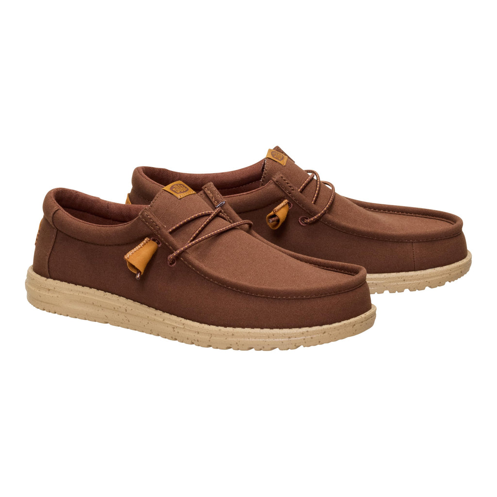 HEYDUDE Men's Wally Canvas Brown Size 9, Men’s Shoes, Slip-on Loafers, Comfortable & Light-Weight