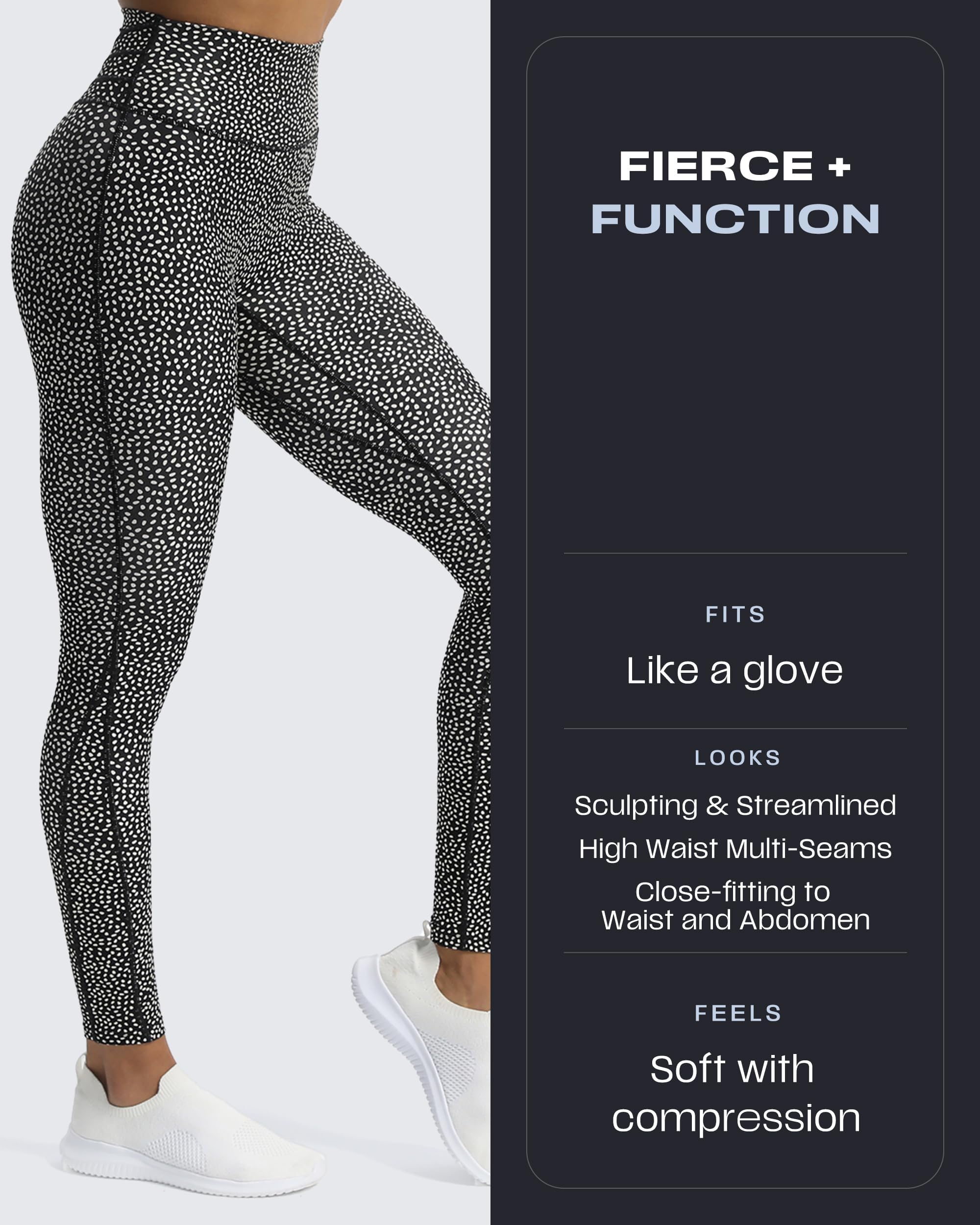 Aoxjox High Waisted Workout Leggings for Women Trinity Yoga Pants 26.5" (Blackness Dot Print, 3X-Large)