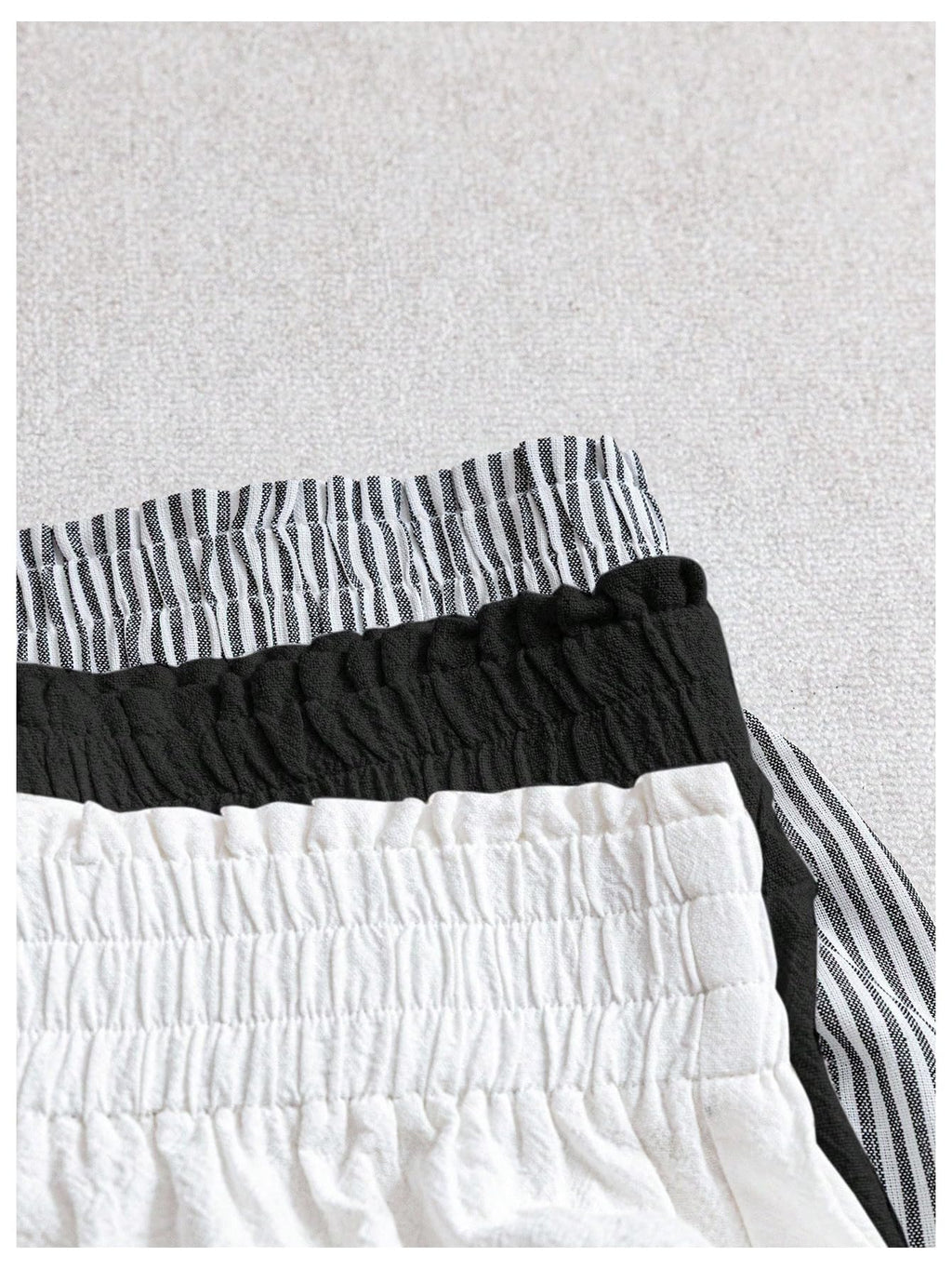 WDIRARA Women's 3 Pack Linen Shorts Elastic Waist Comfy Soft Lounge Shorts Black and White Large