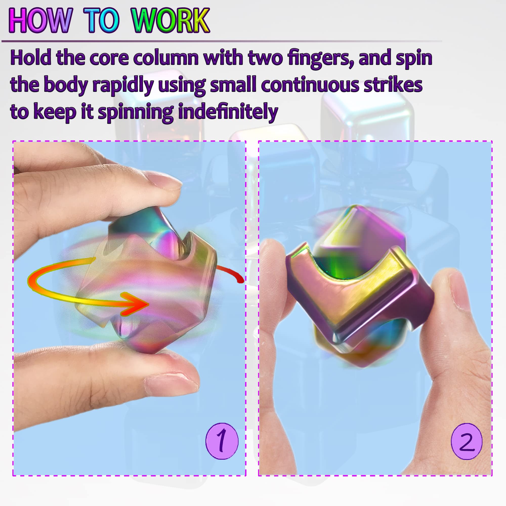 Fidget Spinner Toys Cube Adults, Valentines Day Gifts for Him Metal Cool Stuff Desk Gadgets Office Toy for Teen Boy Small Anxiety Figette Sensory Toy ADHD Tool Fingears Figet Stress Gifts for Teens