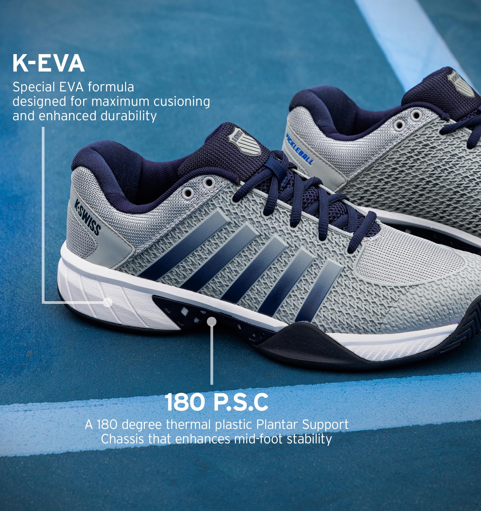 K-Swiss Men's Express Light Pickleball Shoe, Highrise/Navy, 11 M
