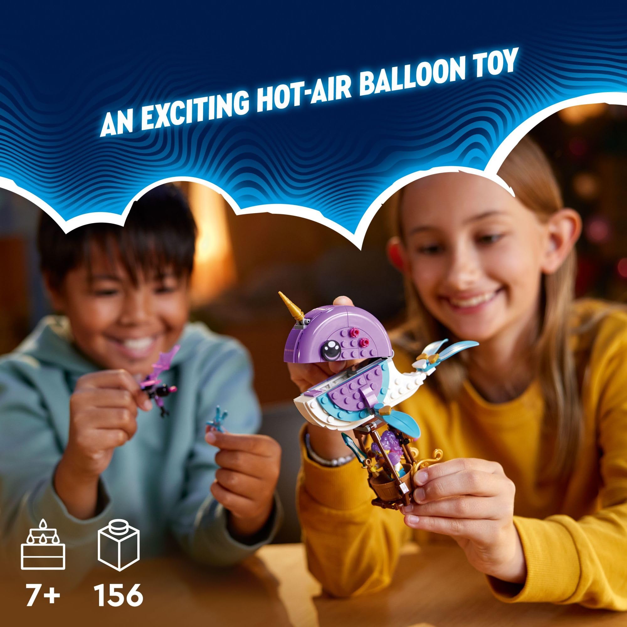 LEGO DREAMZzz Izzie's Narwhal Hot-Air Balloon Deep-Sea Animal Toy, Save Bunchu from a Grimspawn, Transforming Whale Figure for Kids, Bunny Toy for Boys and Girls 7 Years Old and Up, 71472