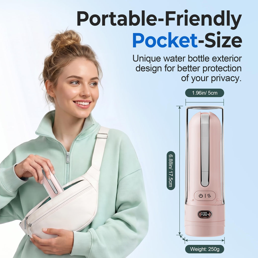 WeWi HLTH Electric Portable Bidet – Rechargeable Travel Bidet for Women Postpartum Care & Personal Hygiene | with 3 Pressure Modes for Home Travel & Camping (Pink)