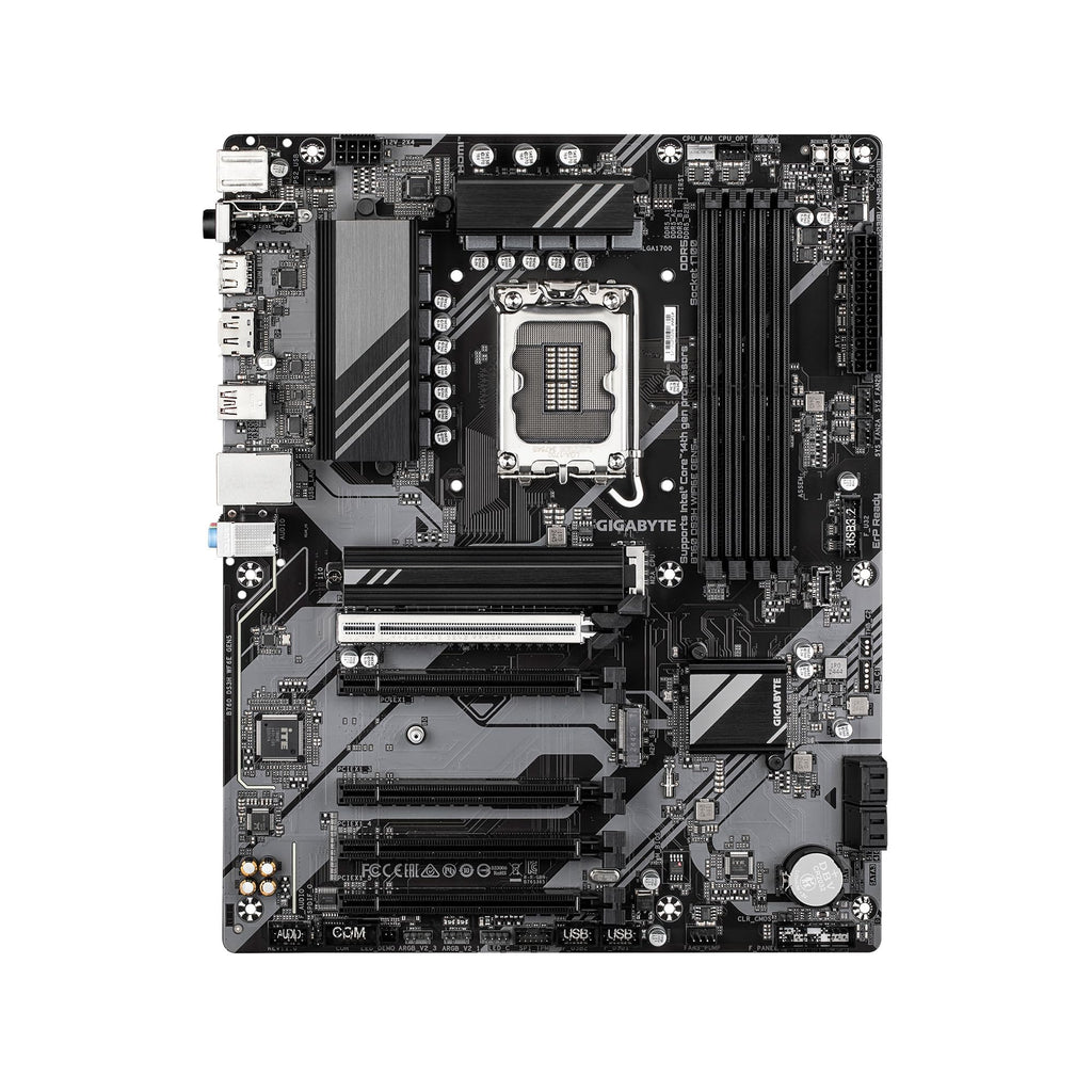 GIGABYTE B760M DS3H WIFI6E GEN5 Intel LGA 1700 mATX Motherboard, Supports Intel Core 14th/13th/12th Gen, DDR5, 6+2+1 Power Phase, 2X M.2, PCIe 5.0, USB-C, WIFI6E, 2.5GbE LAN, PCIe EZ-Latch