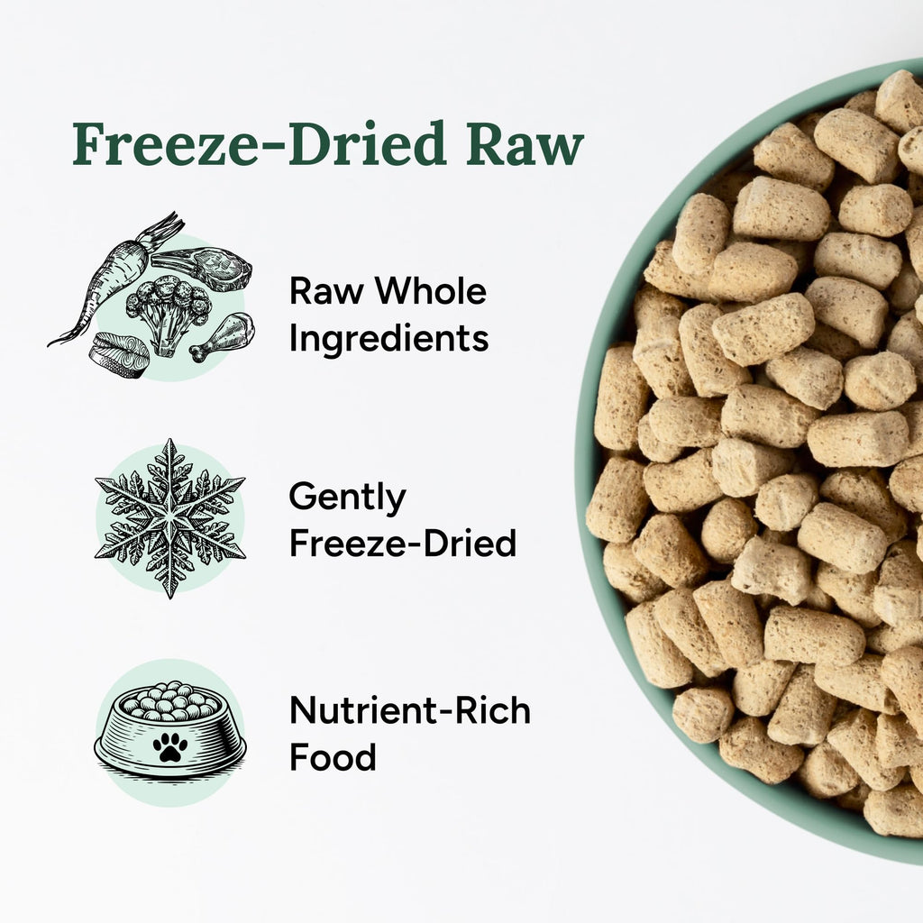 360 Pet Nutrition Freeze-Dried Raw Dog Food – Multi-Protein with Beef, Chicken, Fish, Liver & Organs, High Protein, Omega-3s, Fruits, Veggies & Superfoods, Grain-Free, No Fillers, 3 lb – Made in USA