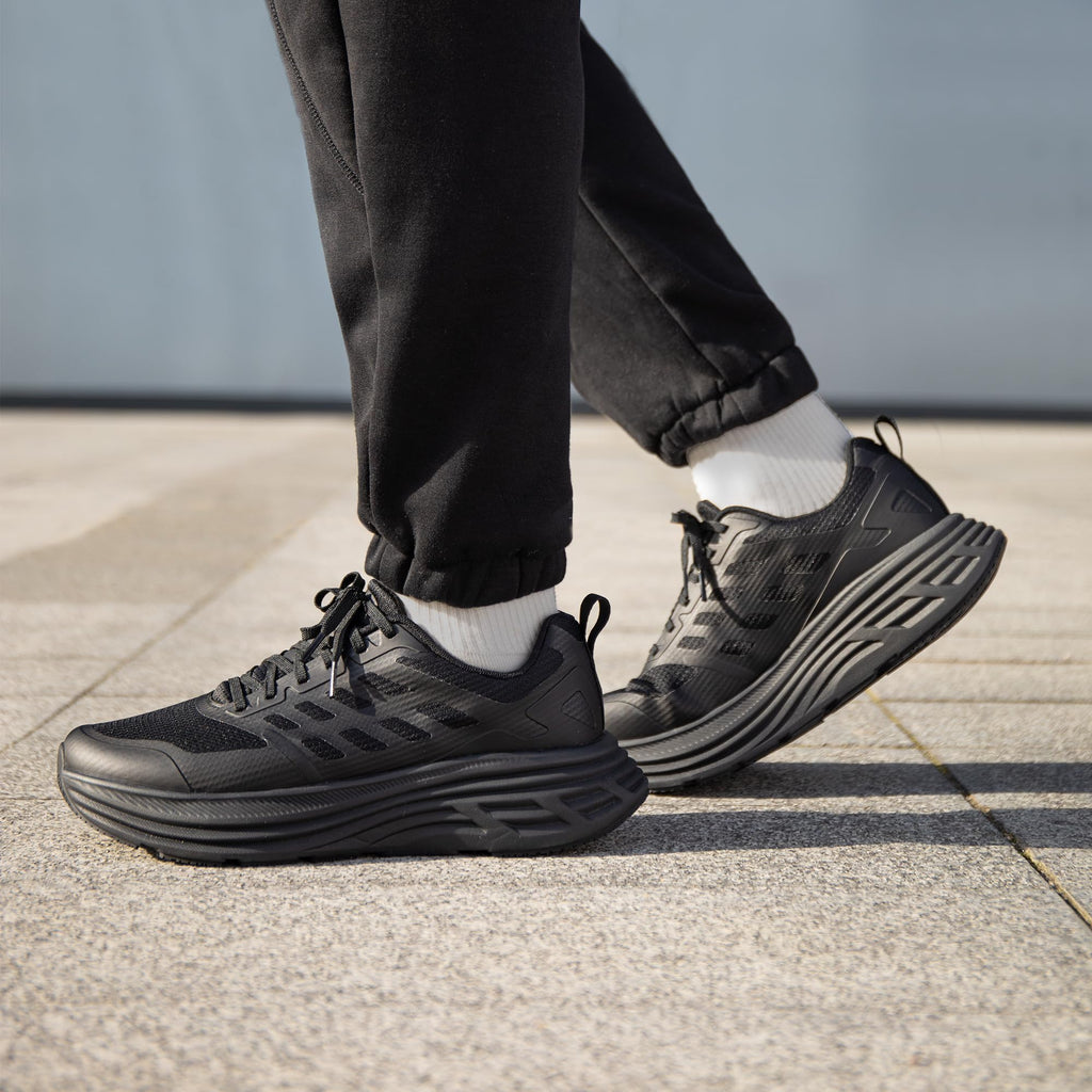 NORTIV 8 Men's Walking Running Tennis Cushioning Shoes ActiveFloat Non Slip Athletic Gym Workout Jogging Comfortable Sneakers,Size 10.5,All Black,SNWS245M