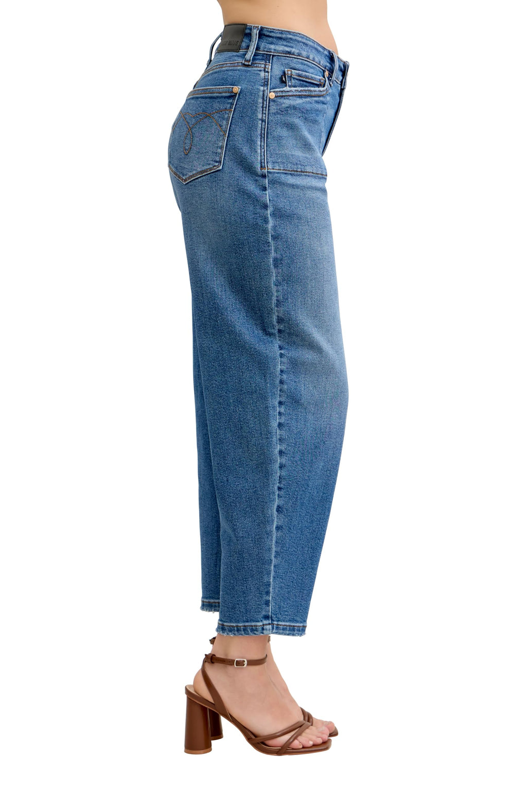Judy Blue Womens Jeans - High Waisted Soft Barrel Stitch Thru Pocket (5, Dark Blue)