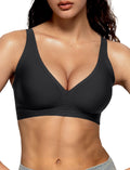 Vertvie Jelly Wireless Bras for Women Push Up Plunge Seamless T-Shirt Bras No Underwire Supportive Full Coverage Bralettes(Black,Medium)