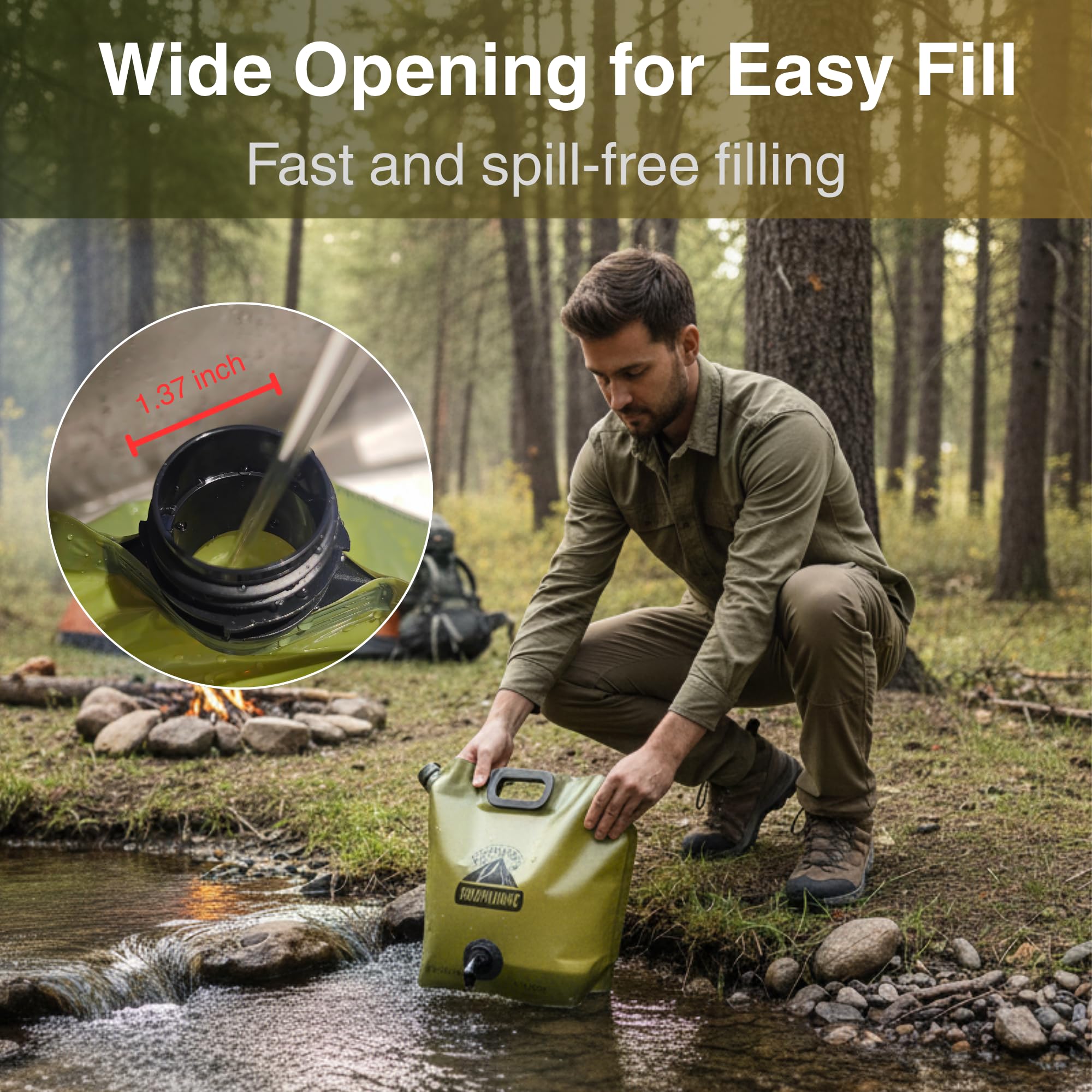 CoreMuse Camping Water Container 2 Gallon Collapsible Water Jug with Spout - Reusable Plastic Flasks, Foldable Empty Gallon Jug for Water Storage, Water Bag for Outdoor Hiking Emergency Prep (1 Pack)