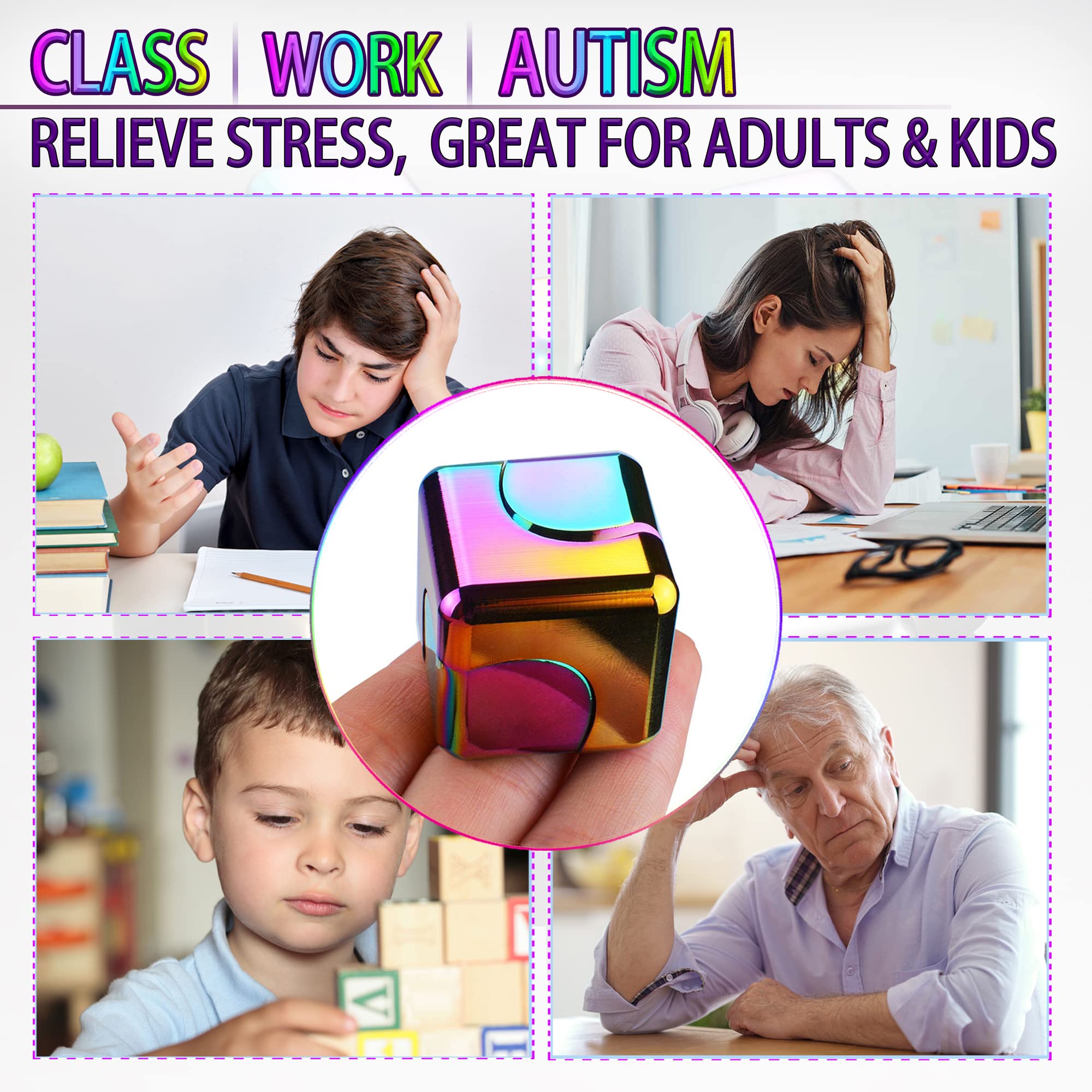 Fidget Spinner Toys Cube Adults, Valentines Day Gifts for Him Metal Cool Stuff Desk Gadgets Office Toy for Teen Boy Small Anxiety Figette Sensory Toy ADHD Tool Fingears Figet Stress Gifts for Teens