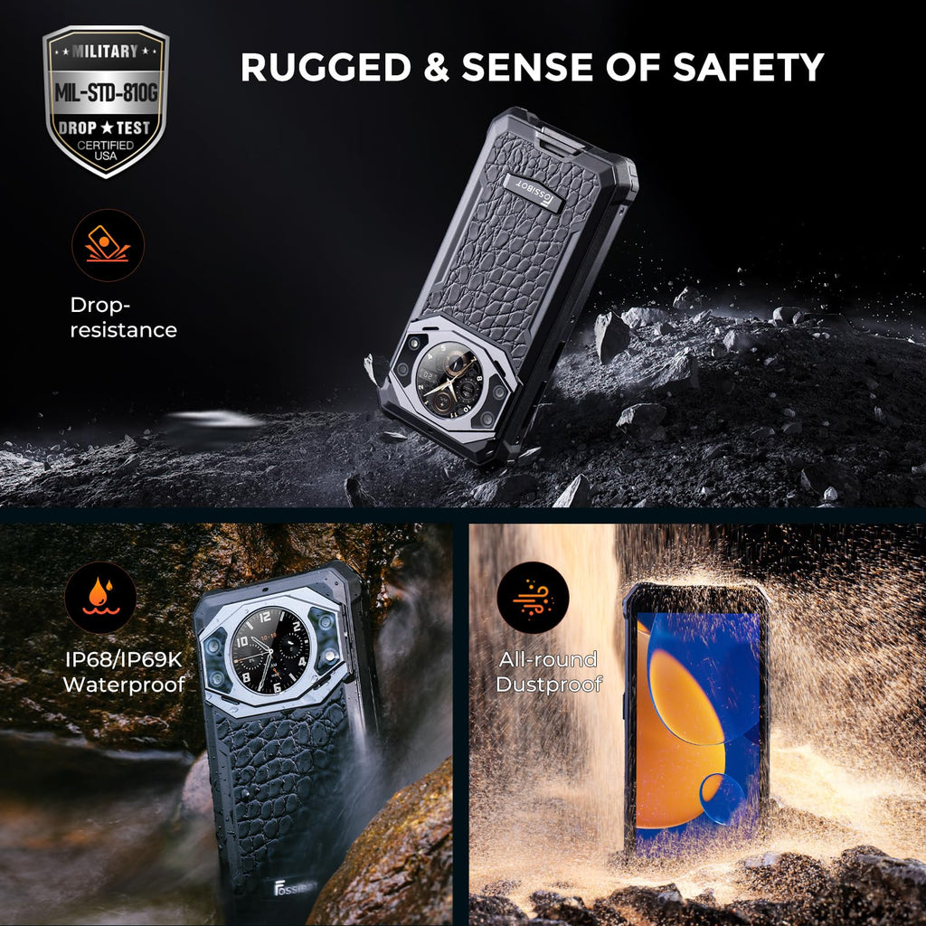 FOSSIBOT F101 Pro Rugged CallPhone Unlocked,15+128GB/1TB Storage Waterproof Phone,4G Dual SIM OTG Octa-core Smartphone,18W10600mAh 123dB Loud Volume Phone 5.45" 24MP+8MP Camera,2026 Orange