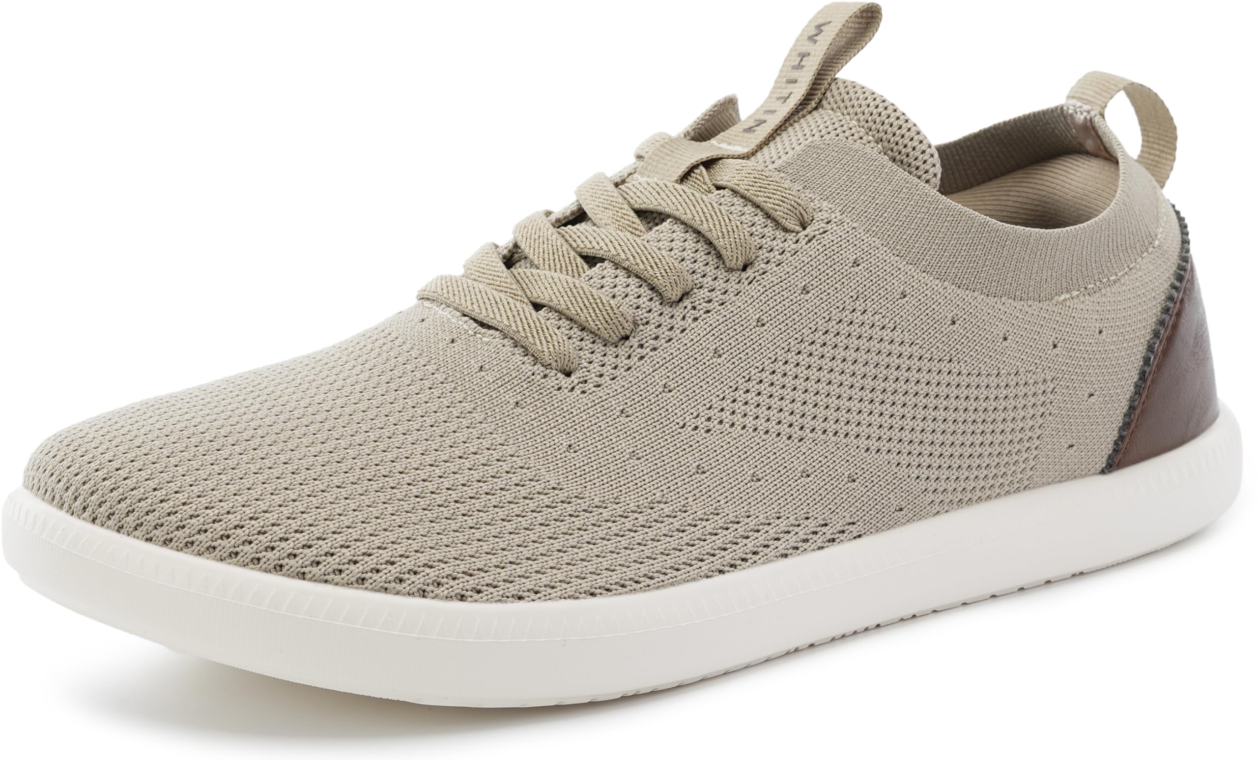 WHITIN Mens Wide Toe Box Casual Dress Sneakers Knit Mesh Fashion Shoes Size 13w Zero Drop Oxfords Walking Breathable Zapatos De Vestir para Hombre Casuales Khaki 47