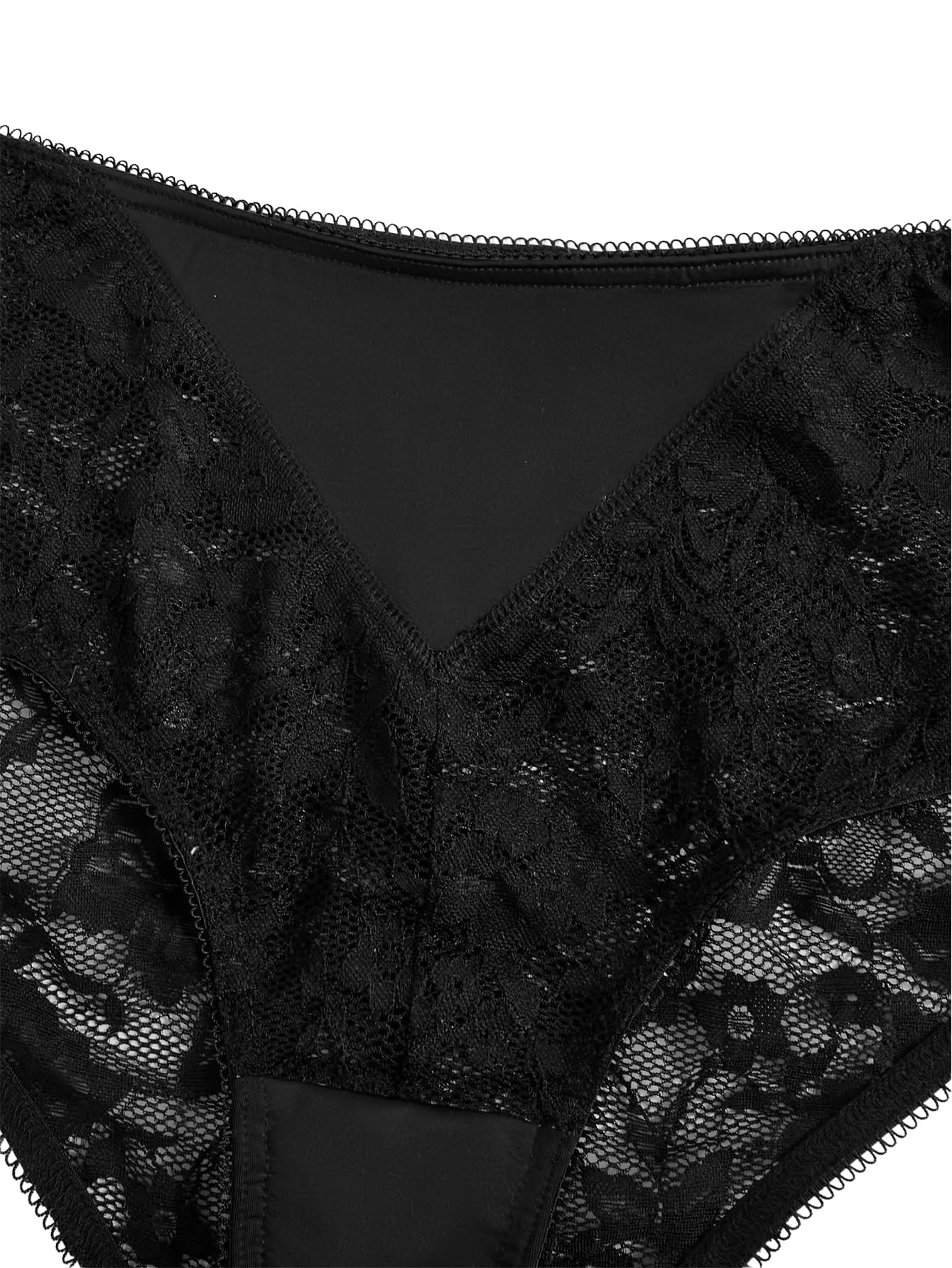 WDIRARA Women's Plus Size Sheer Lace Boyshorts Underwear Sexy High Waisted Boxer Briefs Panties Black Lace Large Plus