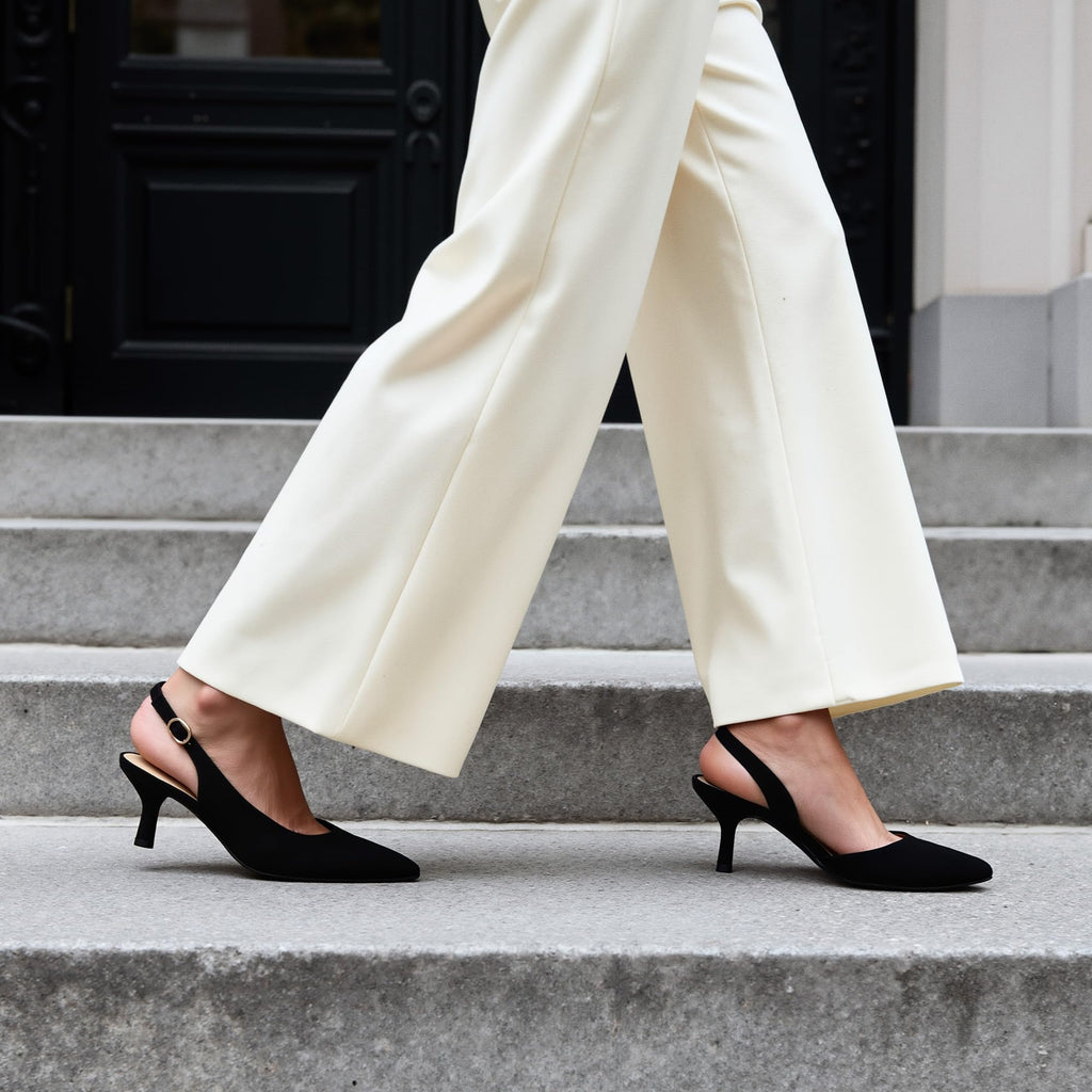 DREAM PAIRS Women's Kitten Heels Slingback Closed Pointed Toe Low Pumps Shoes Women Party Wedding Sexy Casual Dress Shoes,Size 8,Black-Nubuck,SDPU2454W