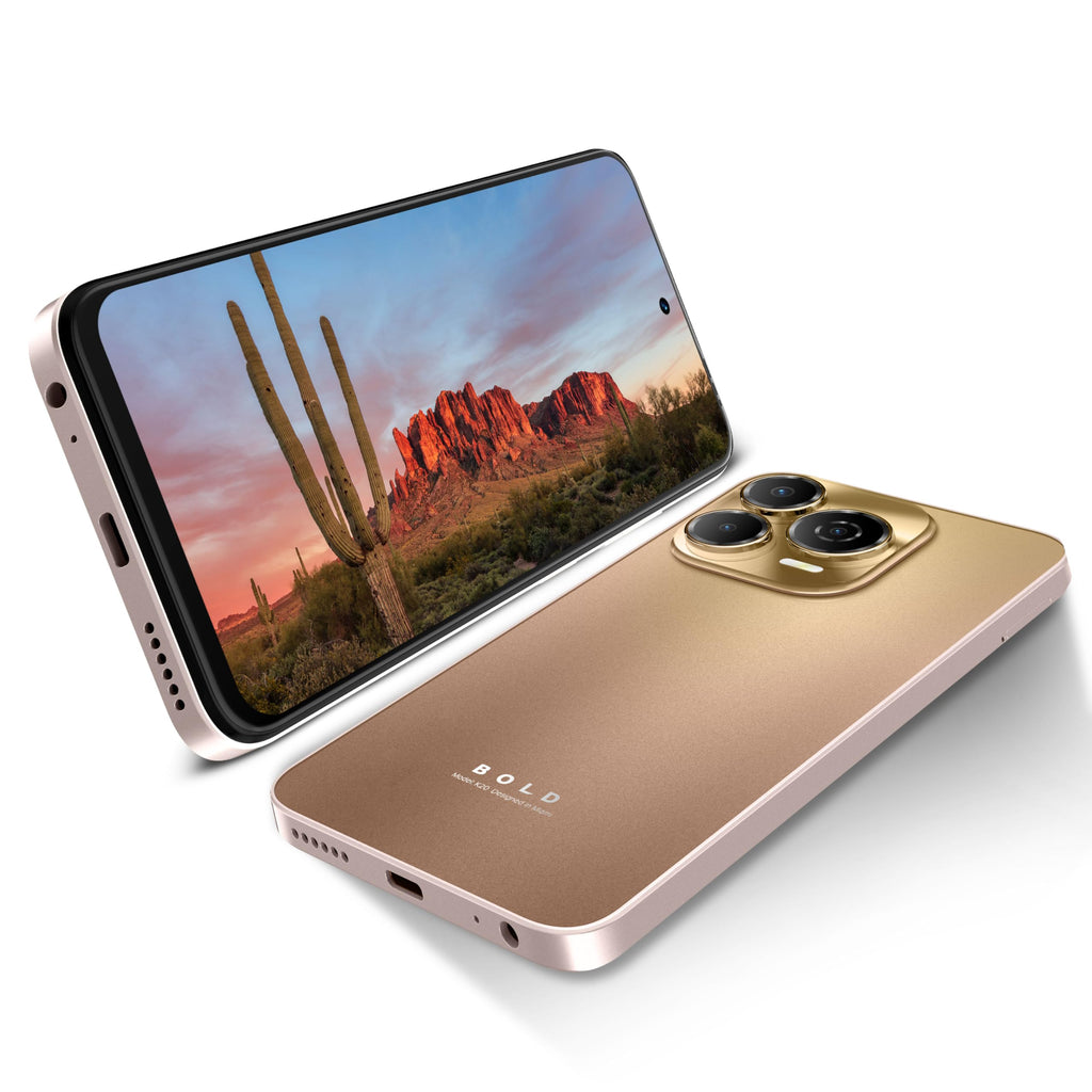 BLU Bold K20 | 2025 | All-Day Battery | Unlocked | 6.7” HD+ Infinity Dot Display | 256/4GB | Triple 50MP Camera | US Version | US Warranty | (Gold)