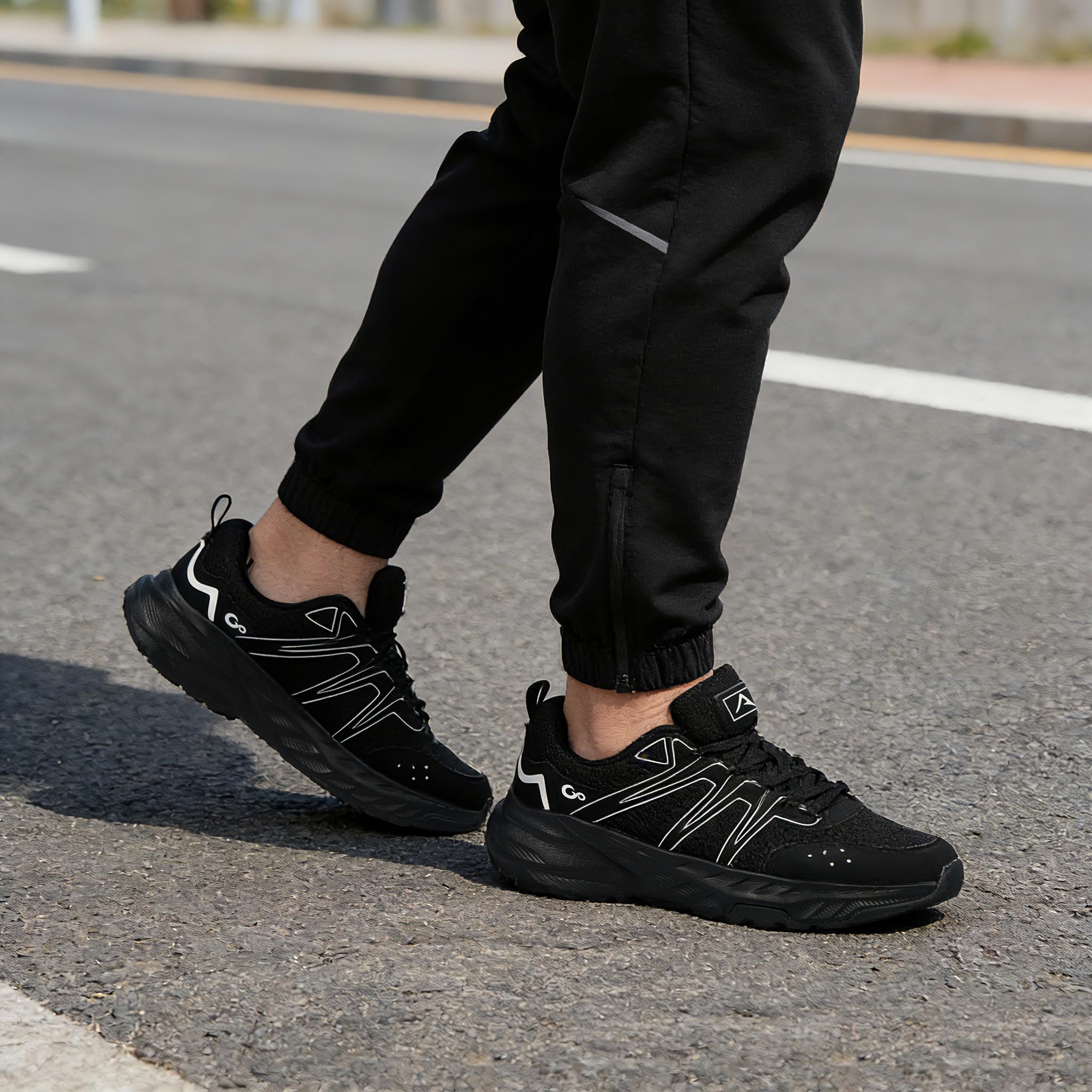 Ablanczoom Men's Walking Shoes Comfortable Breathable Non Slip Lightweight Sneakers for Gym Workout Casual Athletic All Black