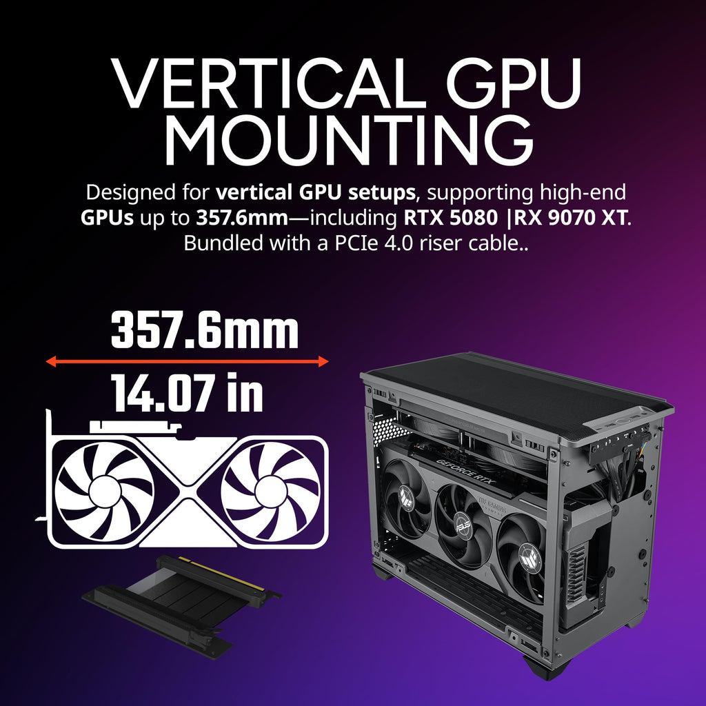Cooler Master NR200P MAX V2 Mini-ITX PC Case Bundle – Includes 280mm AIO Liquid Cooler + 850W SFX 80 Plus Gold Power Supply PCIe 5.1 Ready PSU + PCIe 4.0 Riser Cable, Vertical GPU Mount