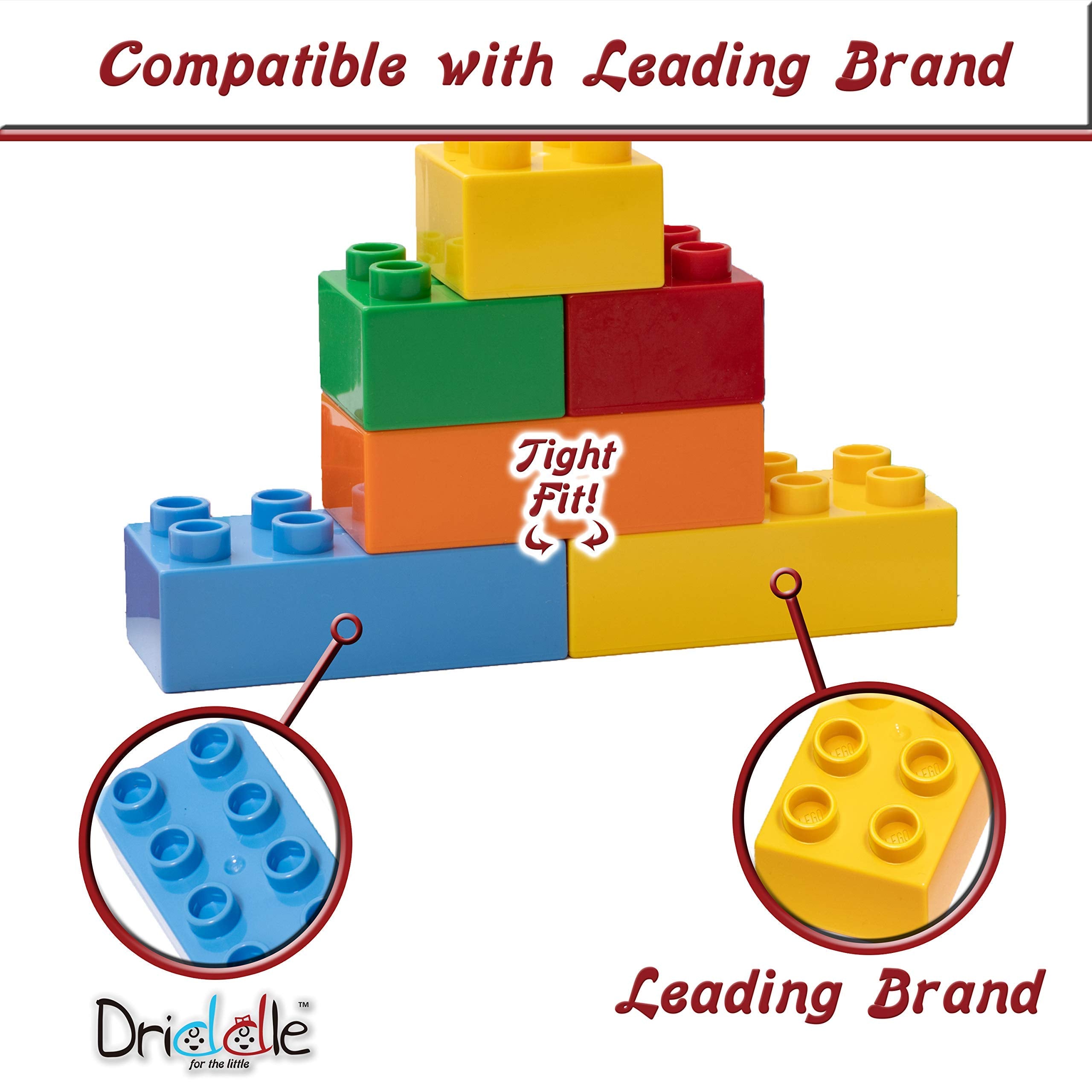 Driddle Big Building Blocks for Kids - STEM Toy - Classic Large Building Bricks - Compatible with All Major Brands - for Children All Ages - 50 Pieces
