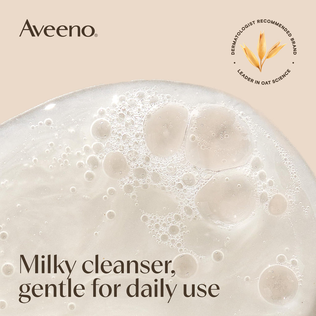 Aveeno Calm + Restore Nourishing Oat Cleanser, Daily Hydrating Facial Cleanser & Face Wash for Sensitive Skin, Non-Foaming, Hypoallergenic, Non-Comedogenic, Fragrance-Free, with Feverfew, 7.8 fl oz